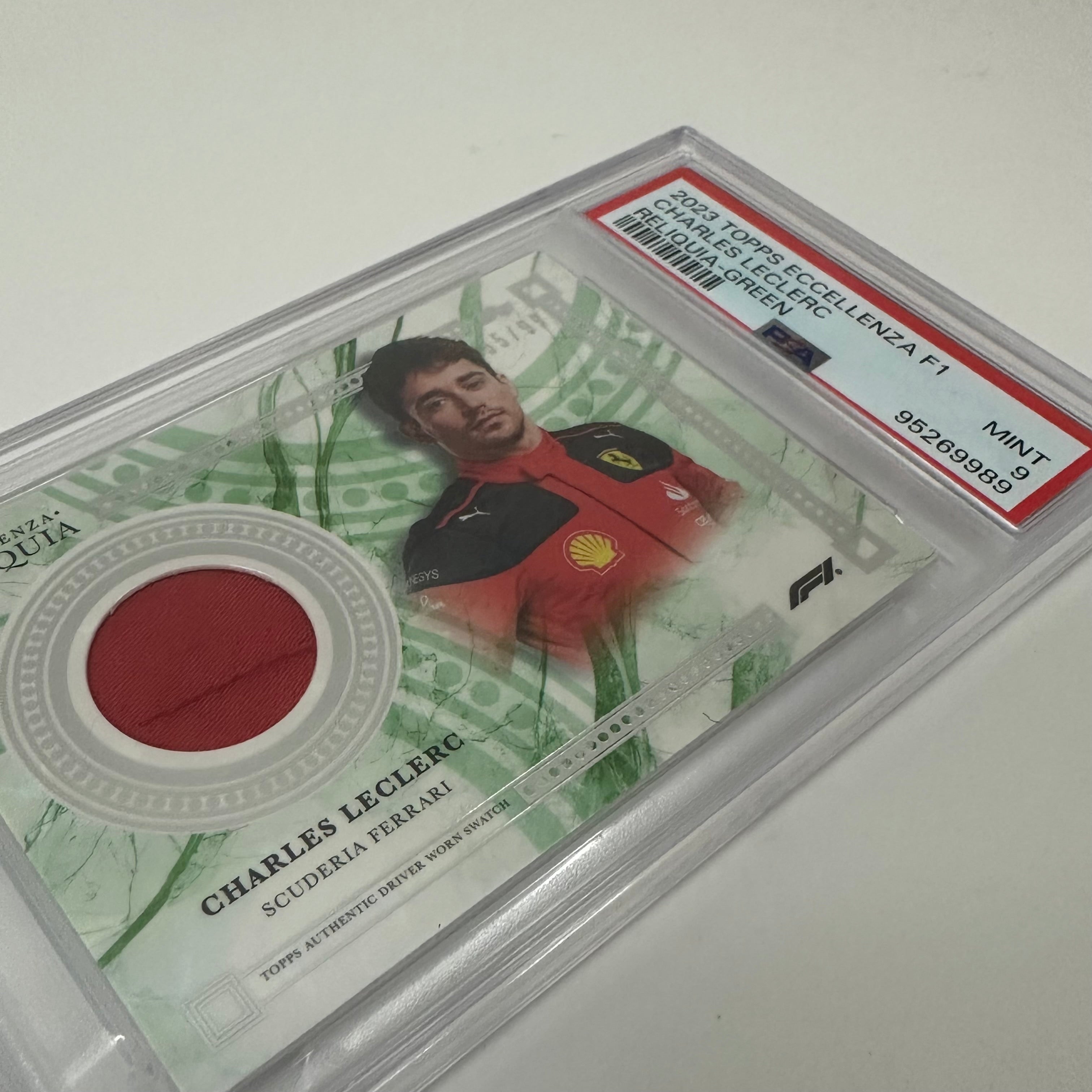2023 Topps Eccellenza Reliquia Charles Leclerc Green Parallel PSA 9 55/99 - Rare Trading Card for Collectors & F1 Memorabilia Fans