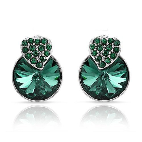 Mahi Women's Green Brass Stud Earrings | Dainty Boho Jewelry for Everyday Wear & Special Occasions