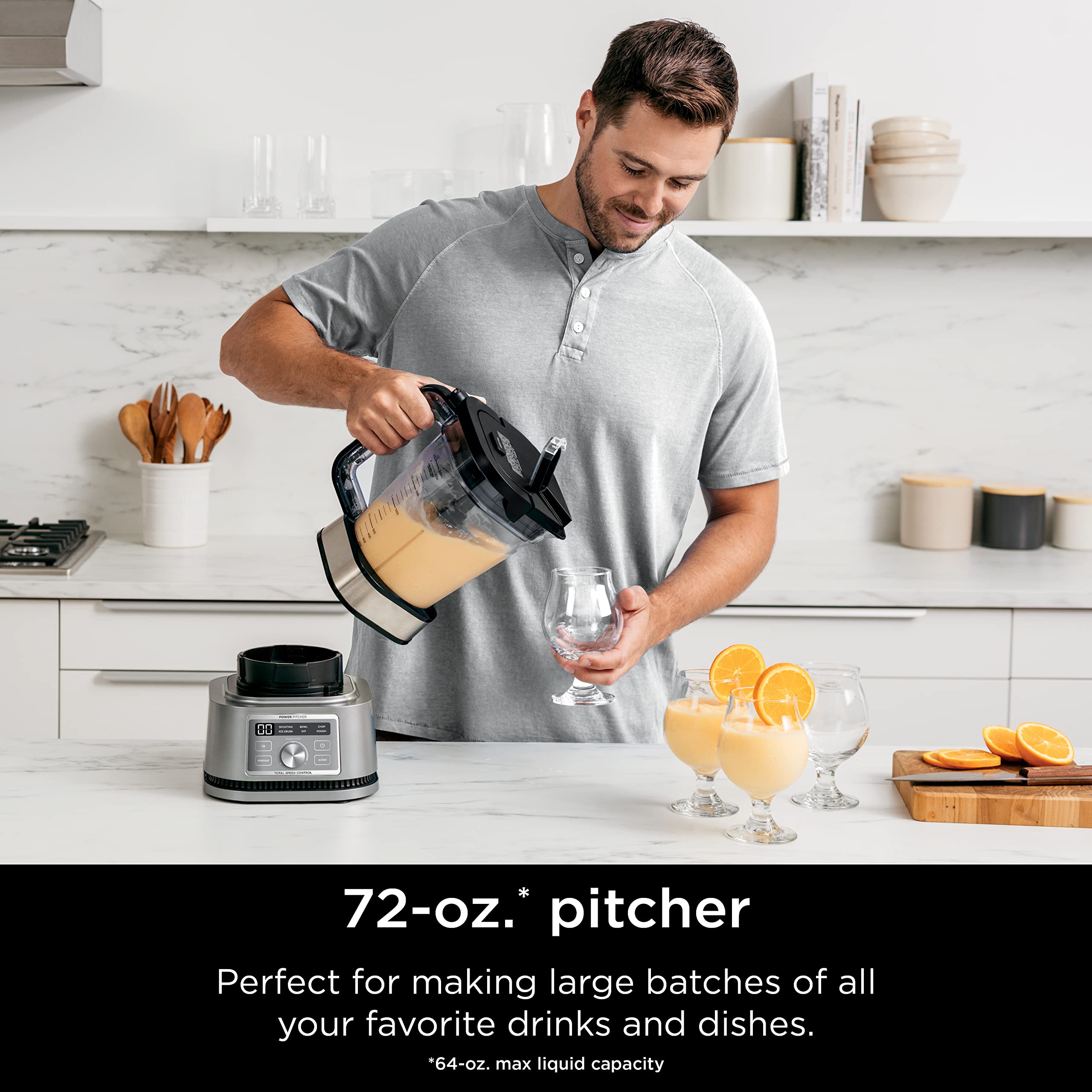 Ninja Foodi SS201 1400W 3-in-1 Power Blender & Food Processor with smartTORQUE - Crush, Mix & Process - 6 Auto-iQ Presets - Perfect for Smoothies, Dough & Meal Prep - Ideal for Home Kitchens & Healthy Lifestyles