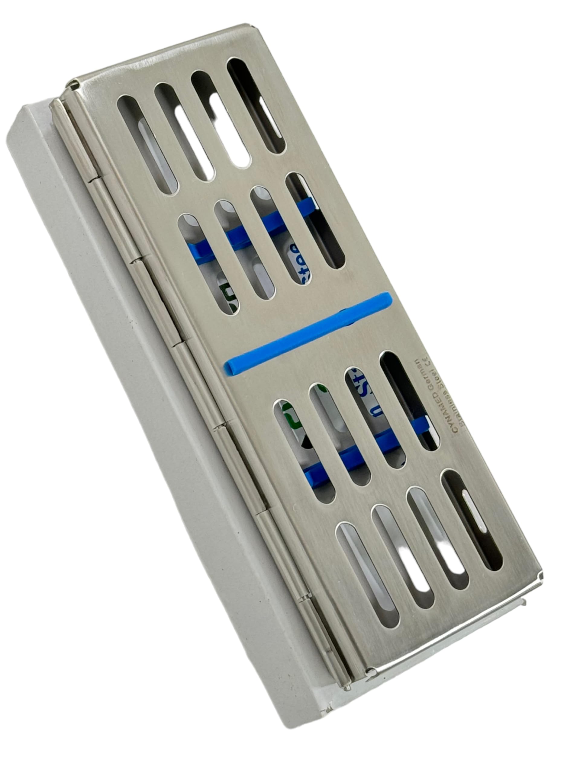 5-Slot Dental Sterilization Cassette for Autoclave - German Stainless Steel Instrument Tray Box (Blue) by Artlab - Perfect for Dental Clinics & Sterilization Centers