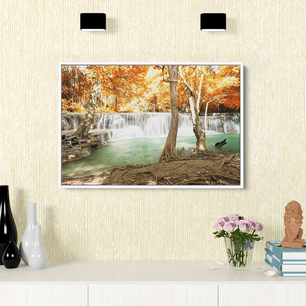 Orange Autumn Waterfall Canvas Wall Art - 2100 Series - Perfect for Living Room, Bedroom & Office Decor