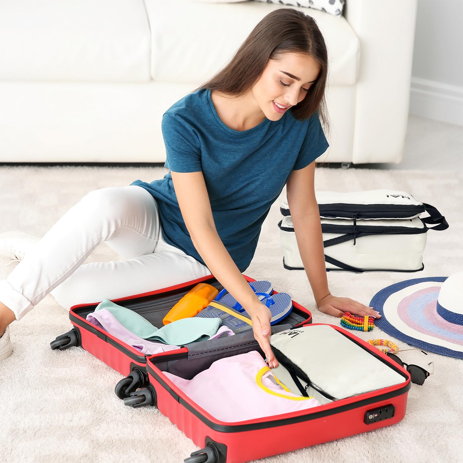 3-Pack Compression Packing Cubes for Travel - Lightweight Luggage Organizers for Carry-On Suitcases | Perfect for Business Trips & Vacation Packing