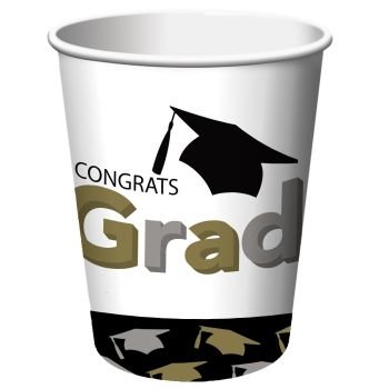 9 oz Hot & Cold Paper Cups - 8 Pack Disposable Graduation Party Cups for Drinks, Coffee, Tea - Perfect for Graduation Celebrations, Parties & Events