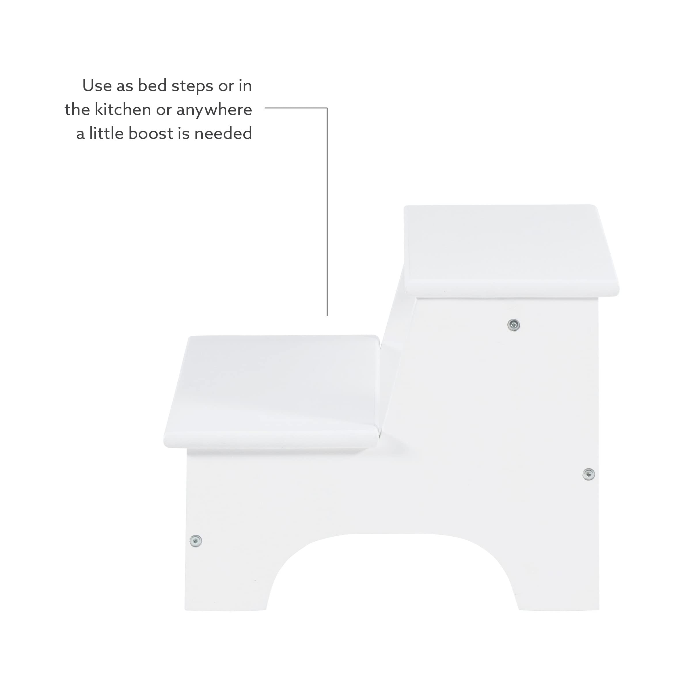 Powell Anna Bed Step Stool - White | Non-Slip, Sturdy & Compact Step Stool for Beds, Kids, Seniors & Pets | Perfect for Climbing, Reaching & Home Organization