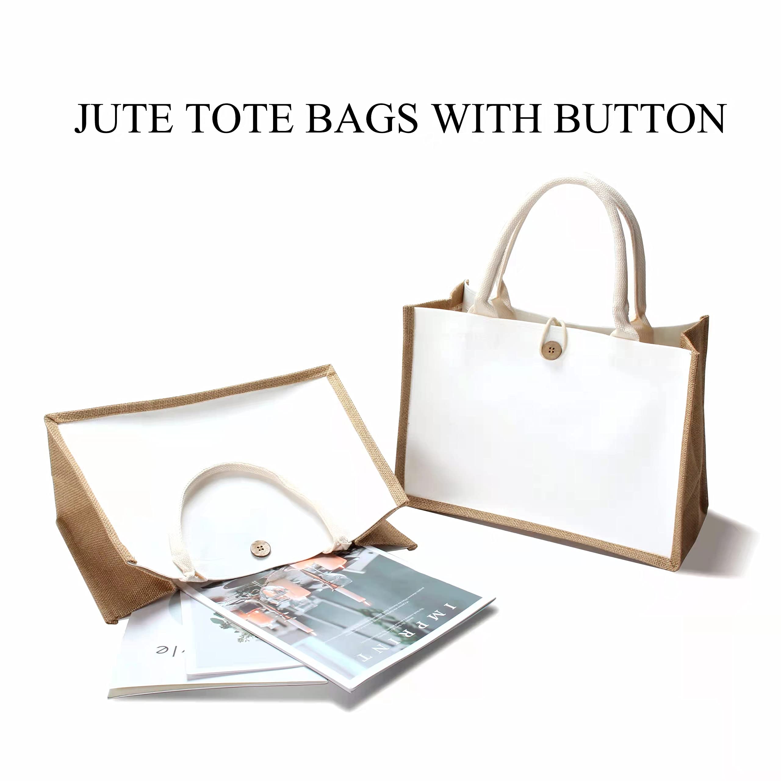 Eco-Friendly Jute Tote Bags Set of 3 - 14.5