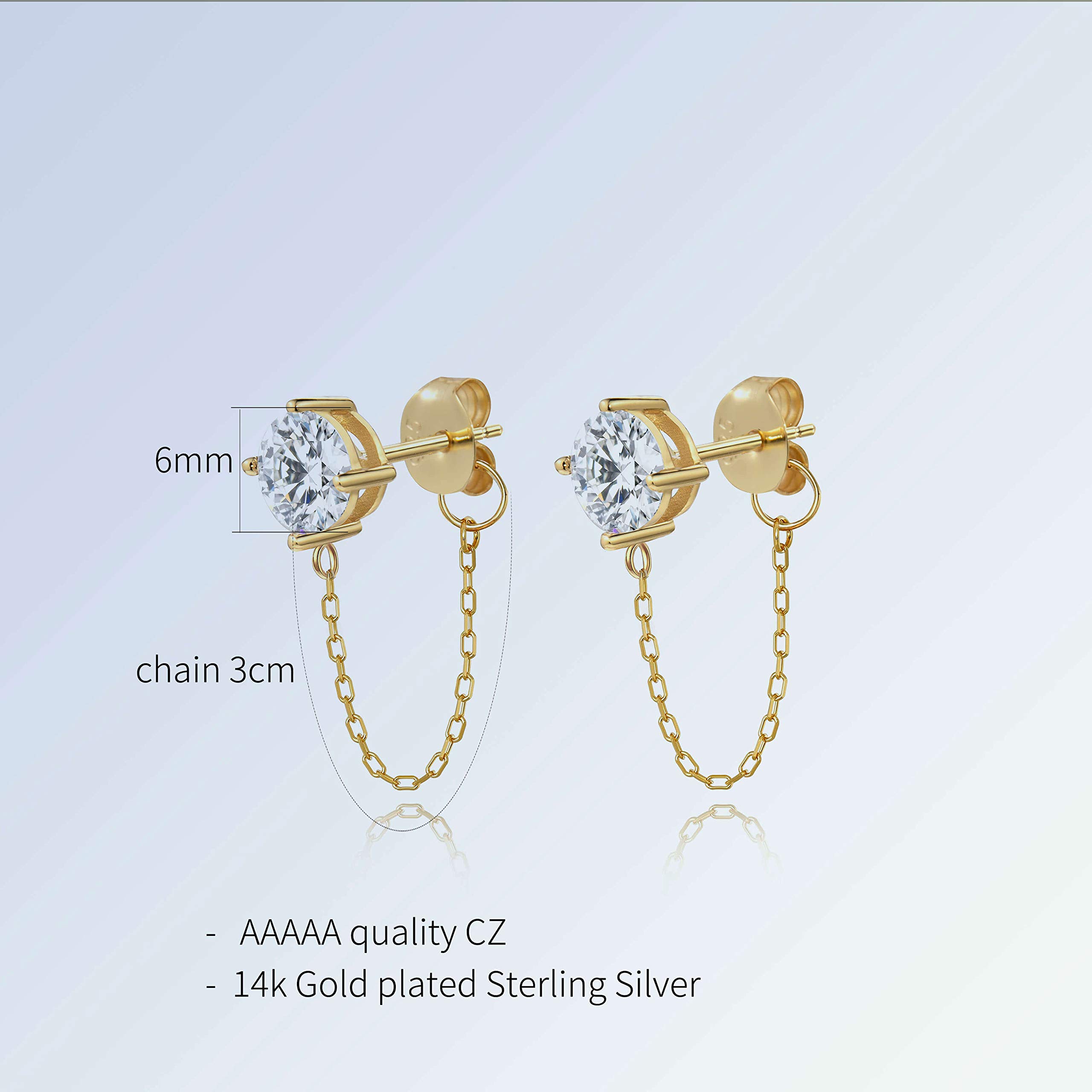 Elegant Sterling Silver Cubic Zirconia Butterfly Leaf Chain Dangle Earrings for Women | Hypoallergenic Stud & Drop Earrings | Perfect for Parties, Weddings & Everyday Wear