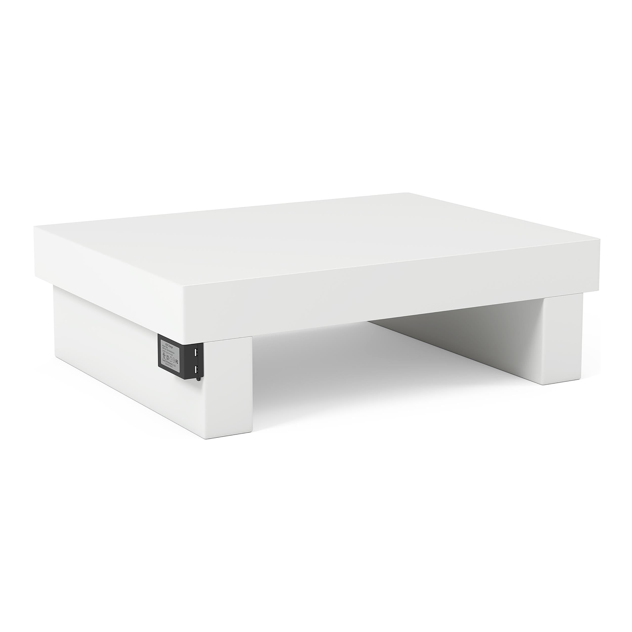 Krister Modern Wood Nightstand with USB Port - White Contemporary Bedside Table for Bedroom & Living Room