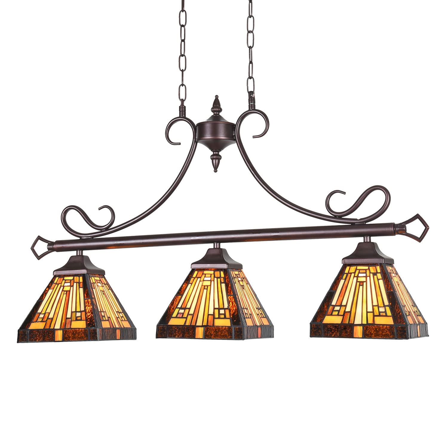 Vintage Tiffany Style 3-Light Chandelier Pendant Lighting - Antique Farmhouse Ceiling Light Fixture for Kitchen, Dining Room, Rustic Decor | Perfect for Farmhouse, Cottage & Vintage Home Interiors