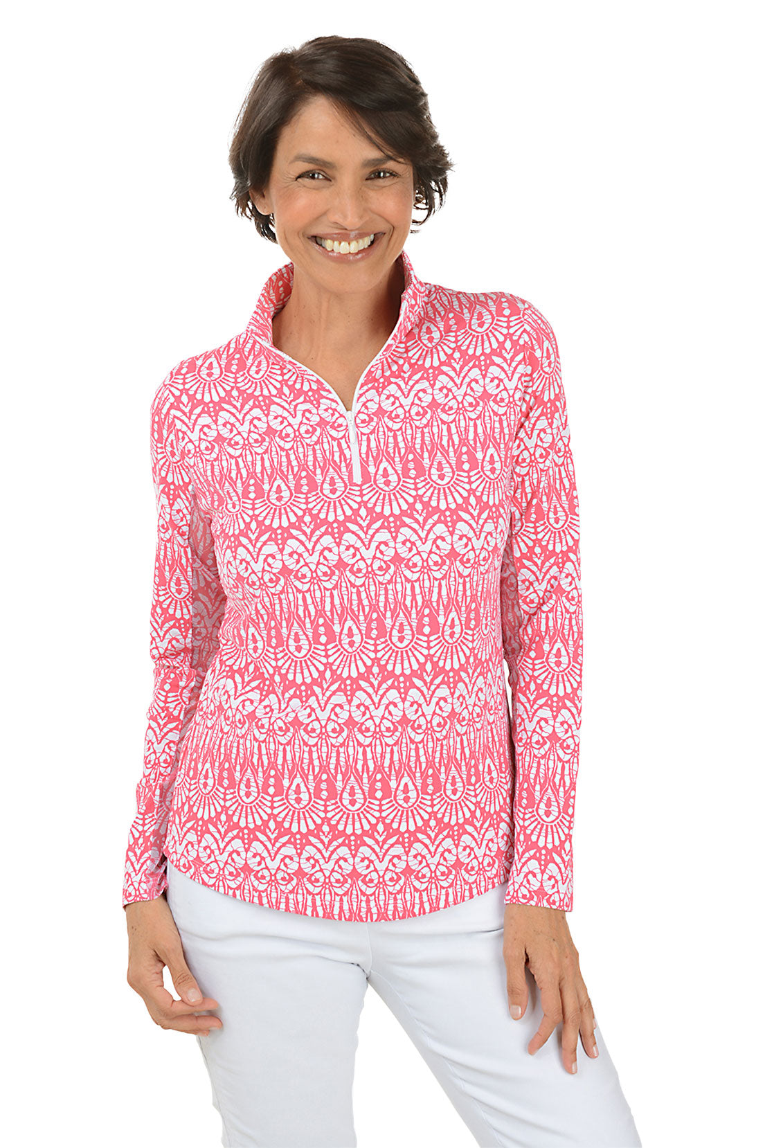 UPF 50+ Watermelon Barbara Palm Sun Protection Shirt - Lightweight & Breathable for Beach, Pool, and Outdoor Activities