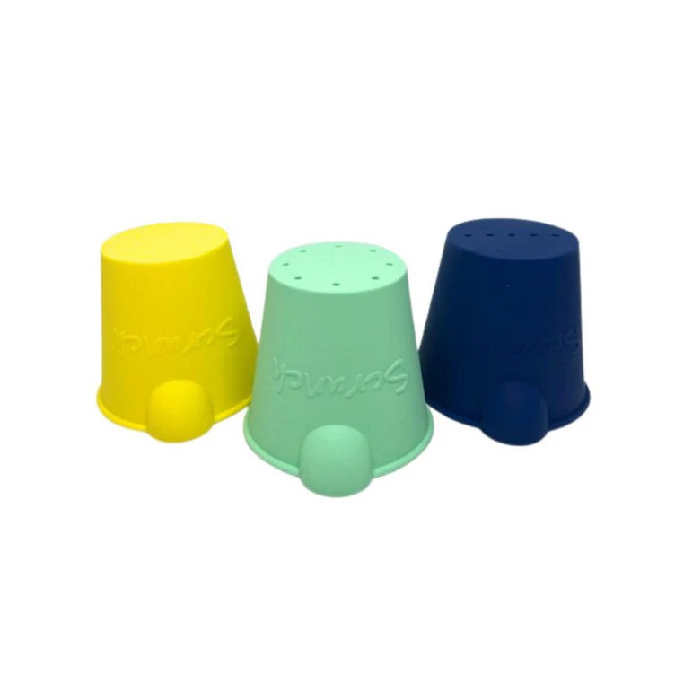 Scrunch Mini Bucket Sensory Play Set of 3 - Textured Sensory Toys for Kids, Toddler Learning & Development - Perfect for Bath Time, Beach Play & Sensory Bins