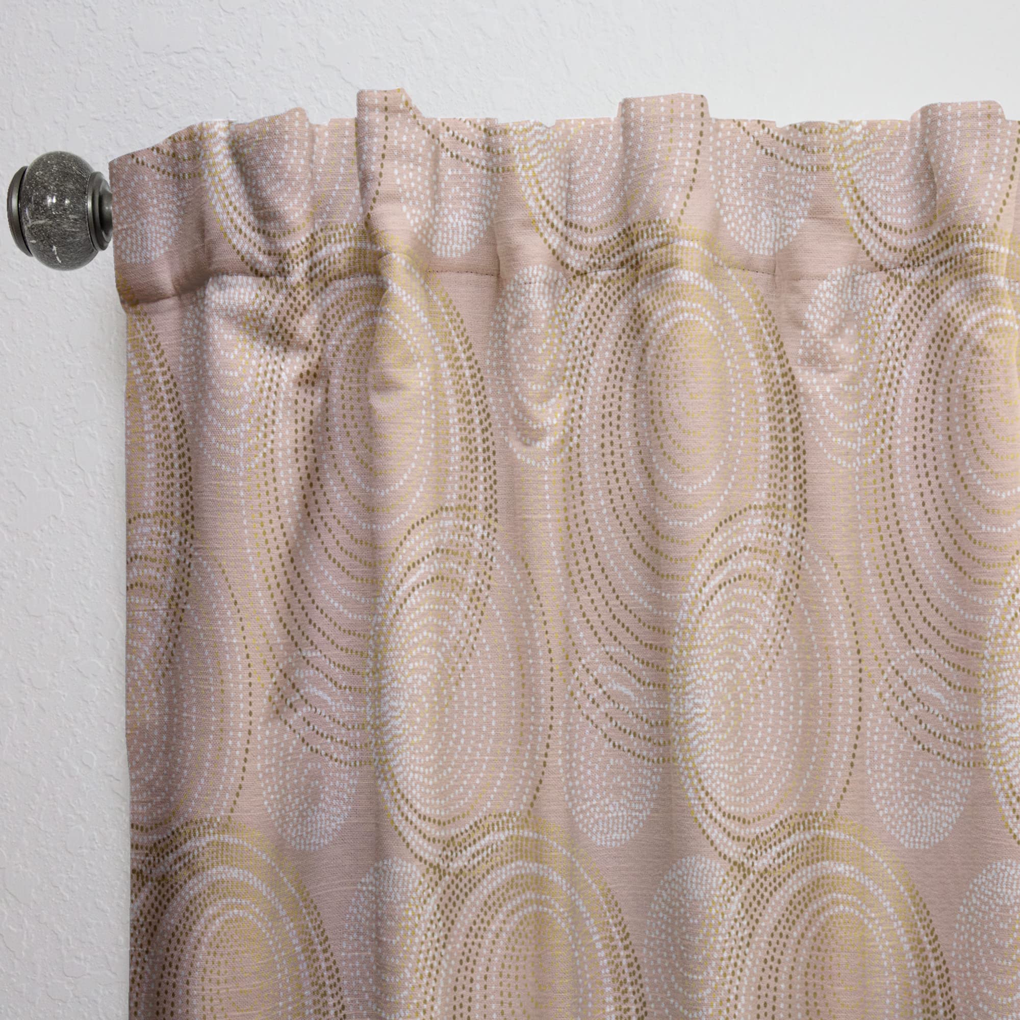 DesignQ Rose Gold Abstract Geometric Luxury Curtains - Thermal Insulated Single Panel (52x120 Inches) for Bedroom & Living Room - Elegant Window Drapes for Home Decor, Blackout Curtains for Better Sleep & Energy Savings
