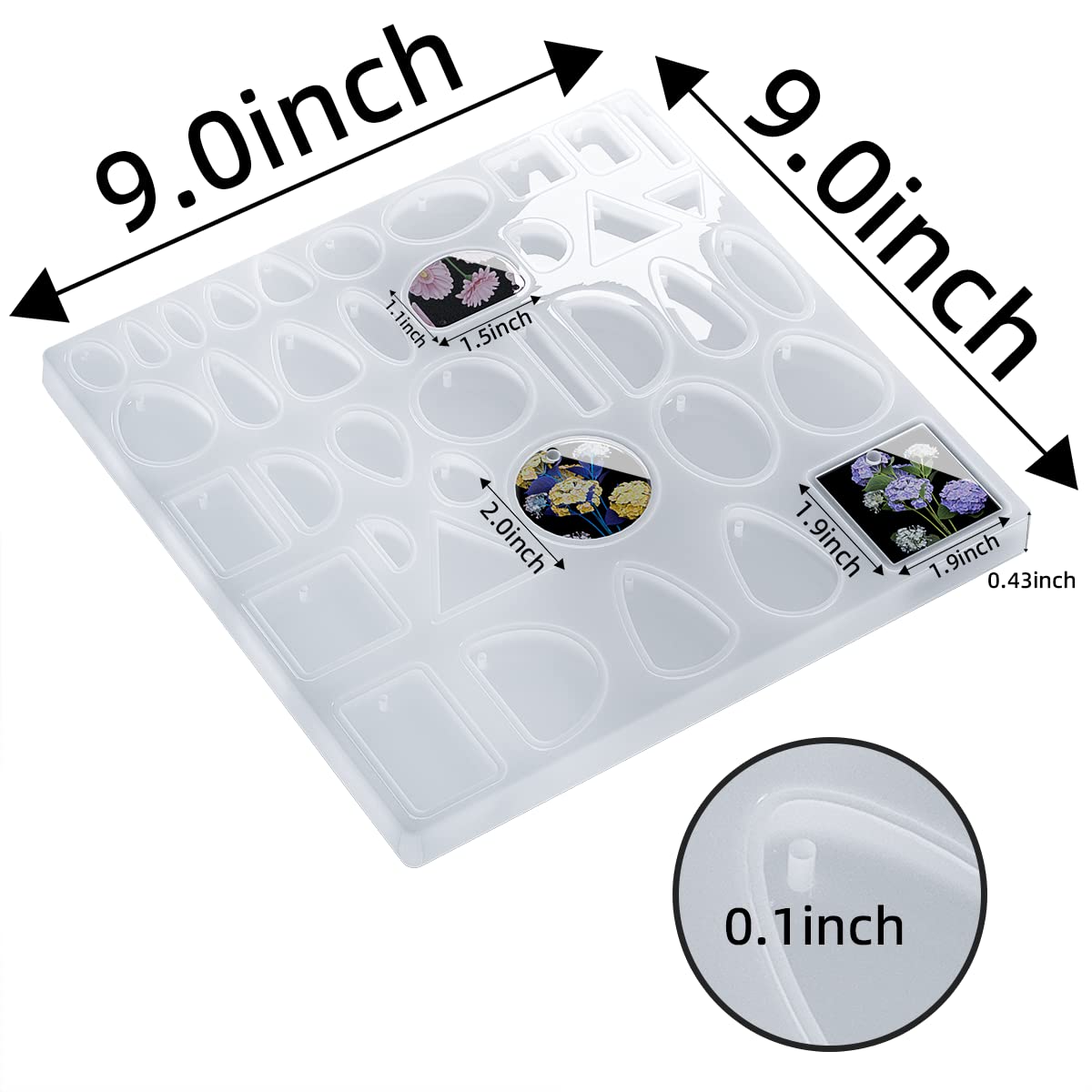Resin Jewelry Molds - DIY Silicone Molds for Epoxy Resin Casting, Pendants, Keychains, Necklaces & Earrings - Perfect for Handmade Jewelry Making & Crafting Projects (Great for Gifts, Home Decor & Fashion Accessories)