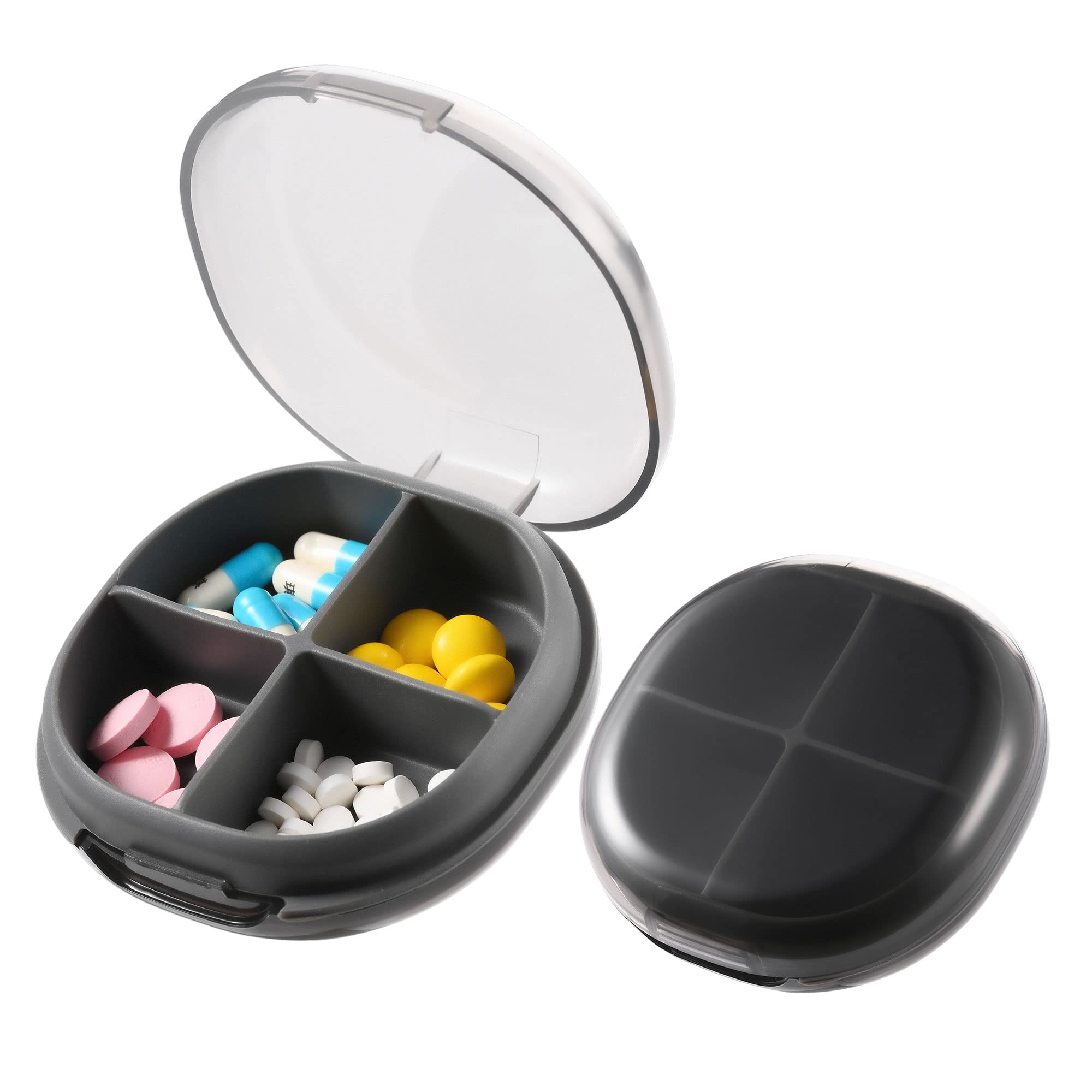 Portable Travel Pill Organizer - Waterproof Weekly Pill Box with Large Compartments for Vitamins, Supplements & Medications (Gray) | Perfect for Daily Medication Management & Travel Essentials