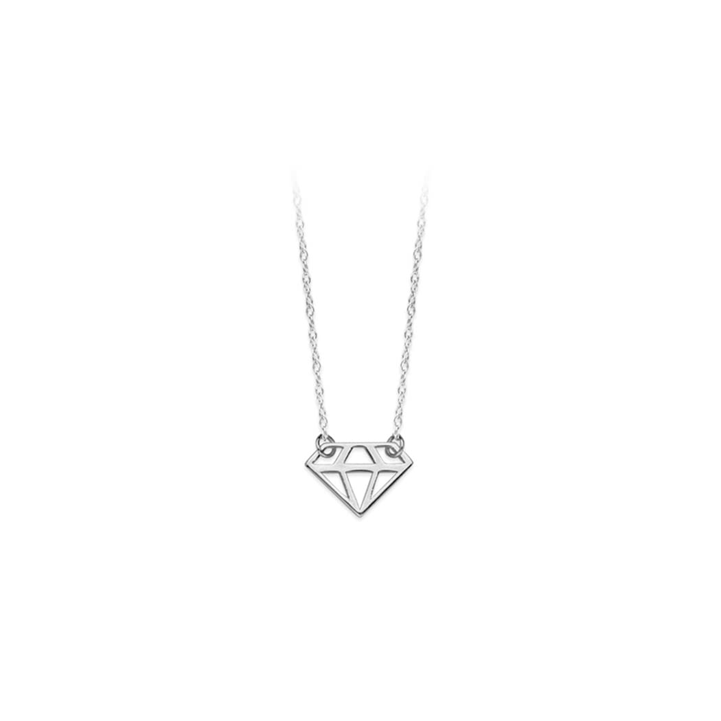 14K Gold Mini Cut Out Diamond Shape Adjustable Rope Chain Necklace - 18 Inch White Gold & Yellow Gold Jewelry Gift for Women, Perfect for Valentine's Day, Anniversary & Birthday Gifts