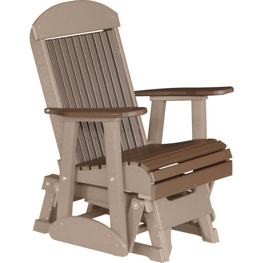 LuxCraft Chestnut Brown 2-Foot Classic Highback Recycled Plastic Glider Chair - Patio, Garden, Nursery & Relaxation Outdoor Furniture