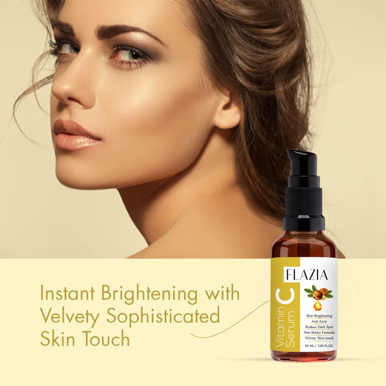 FLAZIA Vitamin C Face Serum with Hyaluronic Acid - Brightening & Hydrating Treatment for Glowing Skin, Reduces Hyperpigmentation & Fine Lines (30ml) - Perfect for Daily Skincare Routine & Nighttime Regimen