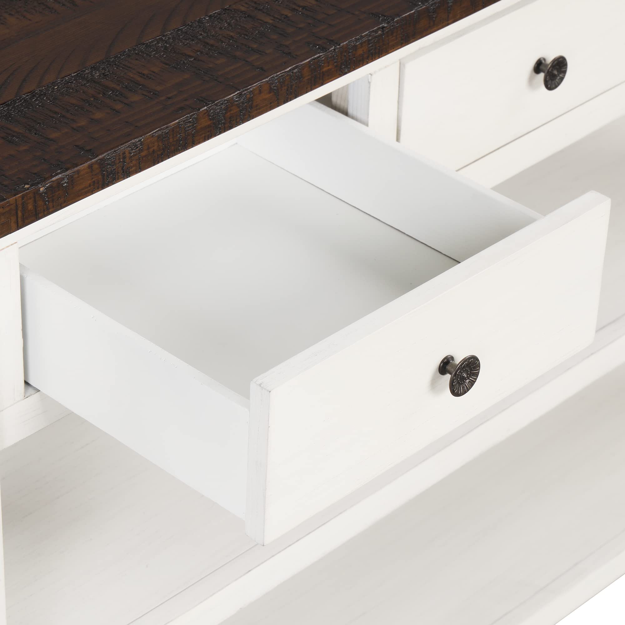 Farmhouse Entryway Console Table with 3 Drawers & Open Shelves - 48.8