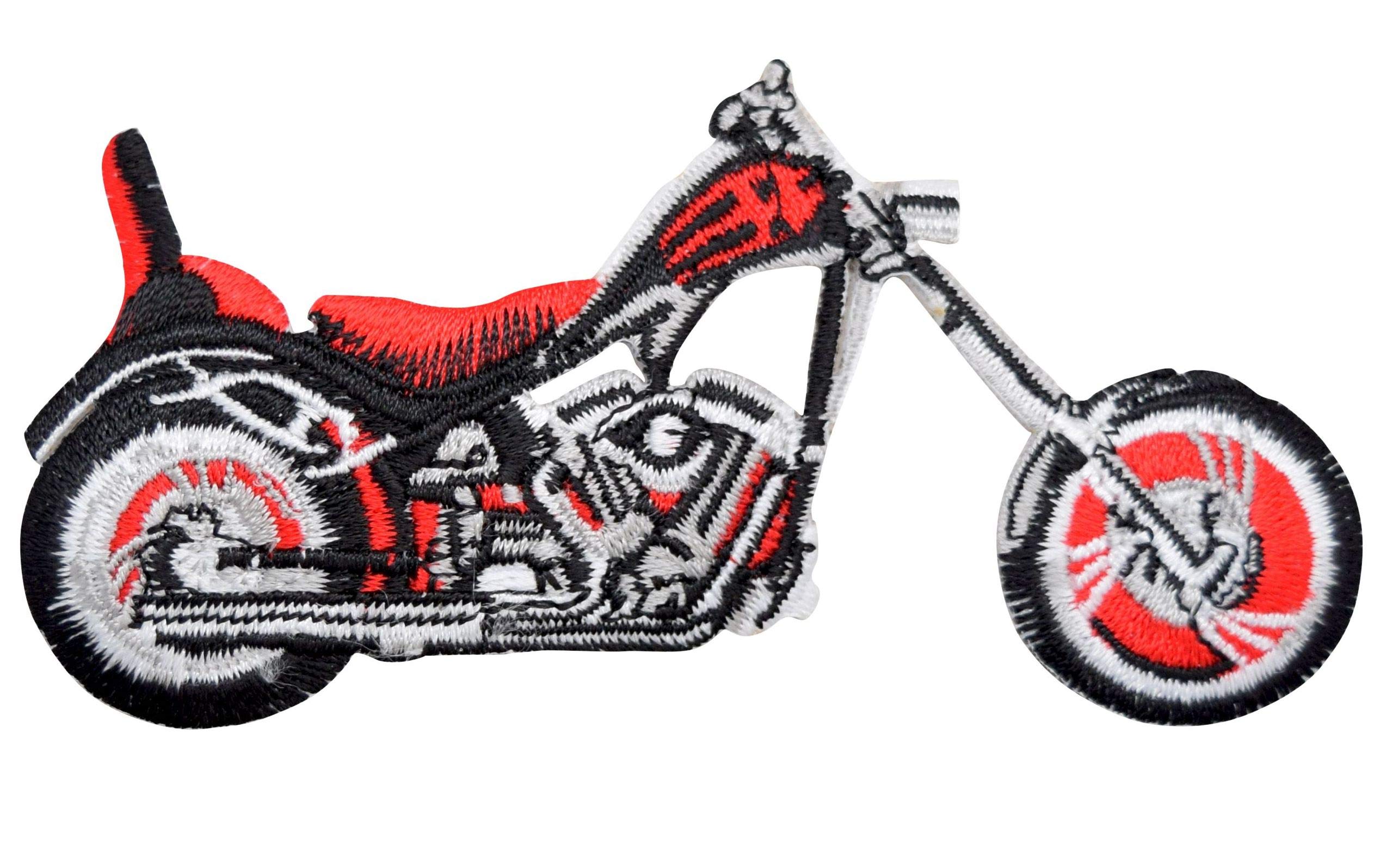 Black and Red Motorcycle Embroidered Iron-On Patch for Jackets, Vests & Bags - Durable DIY Sewing Badge for Biker Gear Customization