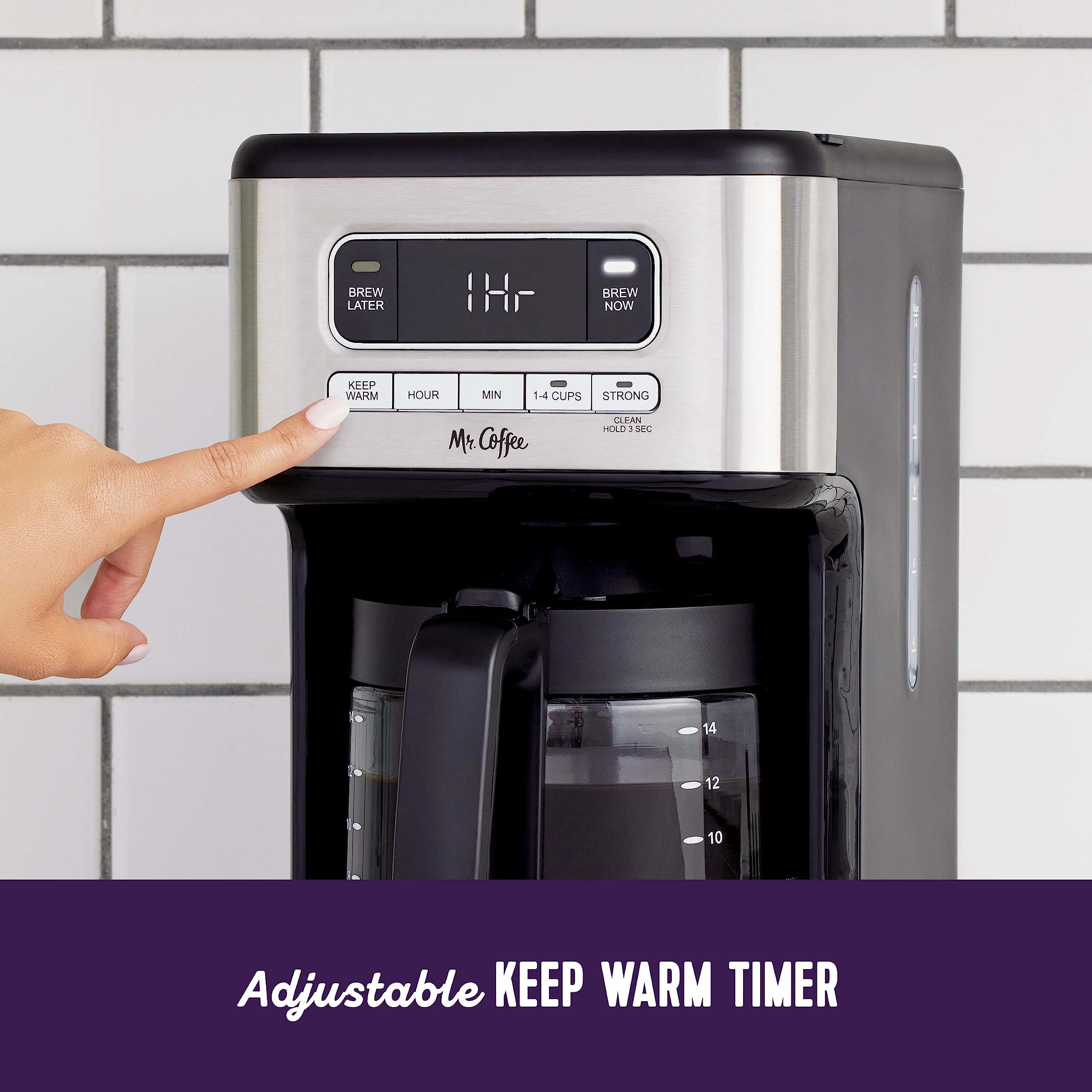 Mr. Coffee 14 Cup Programmable Coffee Maker with Timer, Stainless Steel - Perfect for Home, Office & Entertaining Guests