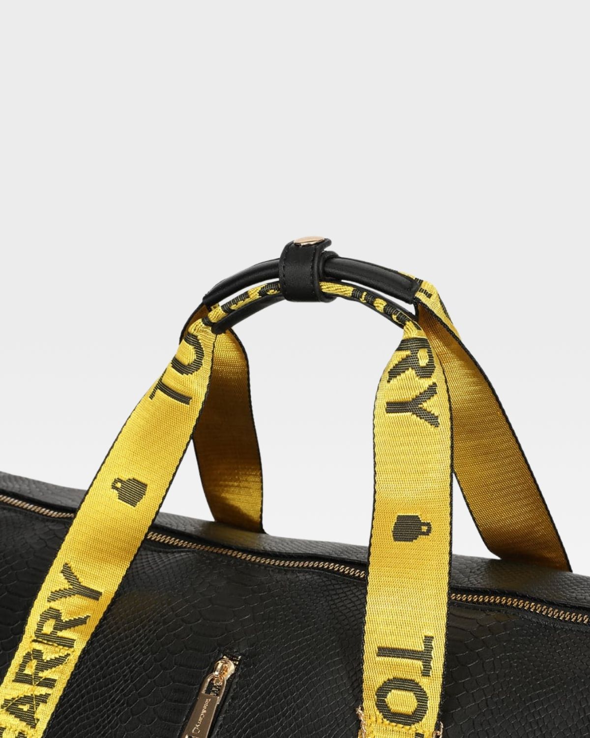 Black & Yellow Caution Tape Backpack & Roller Duffle Set - Heavy Duty Travel Luggage for Work, Gym, and Outdoor Adventures