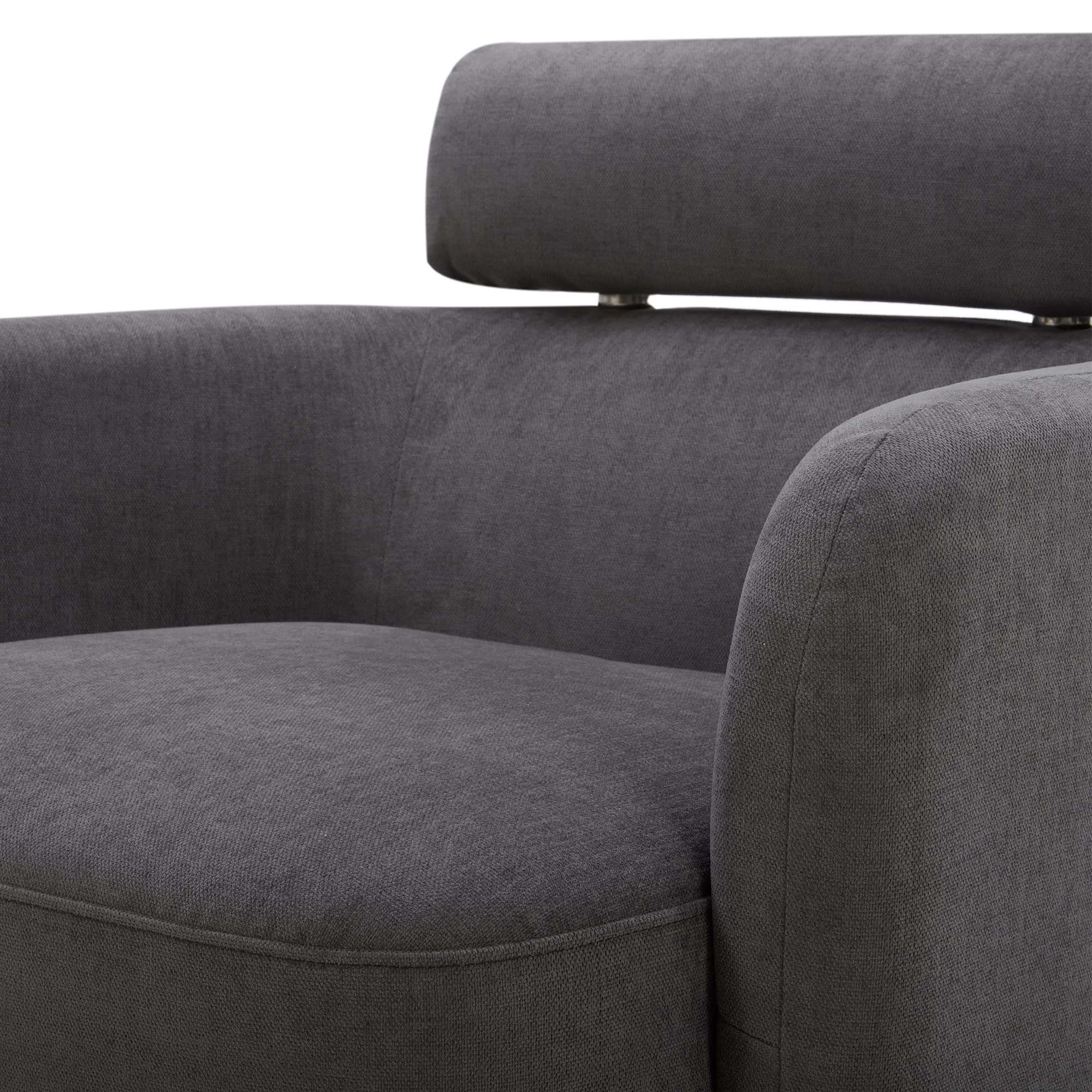 CHITA Swivel Accent Chair - Modern Barrel Armchair with 360° Rotation & Adjustable Backrest, Dark Grey Upholstered Lounge Chair for Living Room, Bedroom, Office or Reading Nook - Perfect for Relaxing & Entertaining Guests
