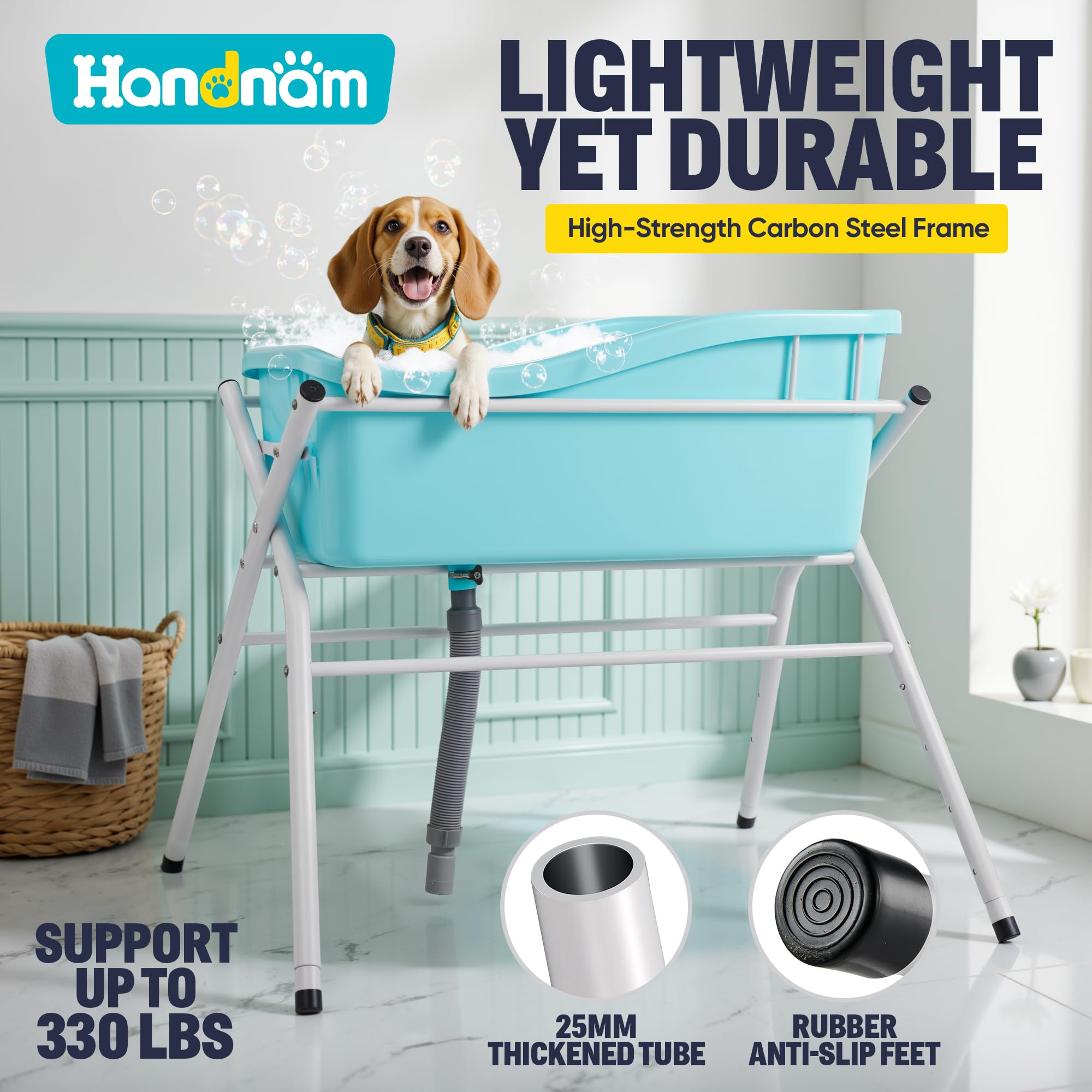 **Portable Foldable Dog Bath Tub - Adjustable Height Pet Washing Station for Small & Medium Dogs - Indoor & Outdoor Use - Perfect for Shower, Grooming & Travel (Patent Design)**