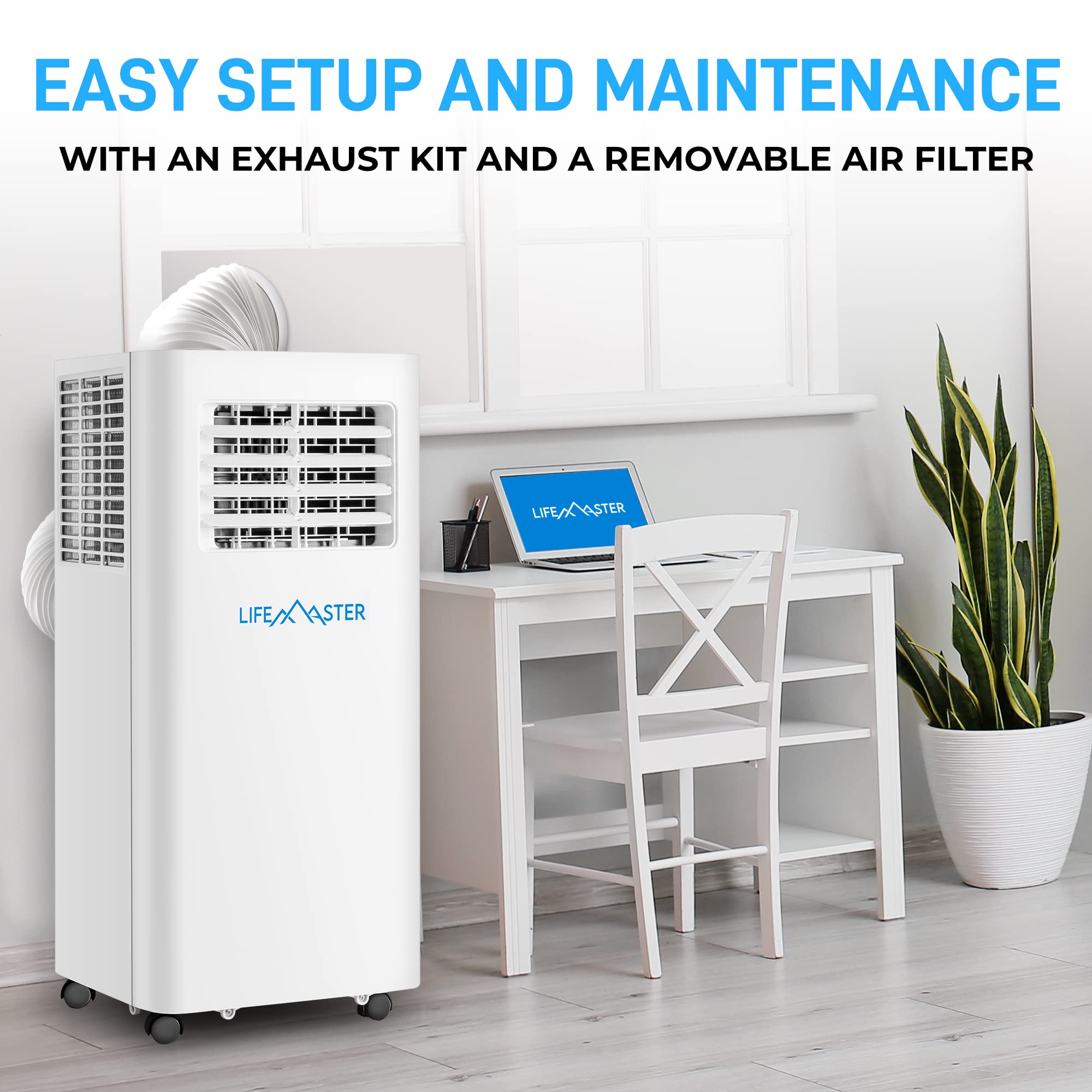 14,000 BTU Portable Air Conditioner with Digital Remote - Cools Rooms up to 550 Sq.Ft - 3-in-1 AC Unit with Installation Kit for Home, Office & Dorm Use - Perfect for Bedrooms, Living Rooms & Small Spaces