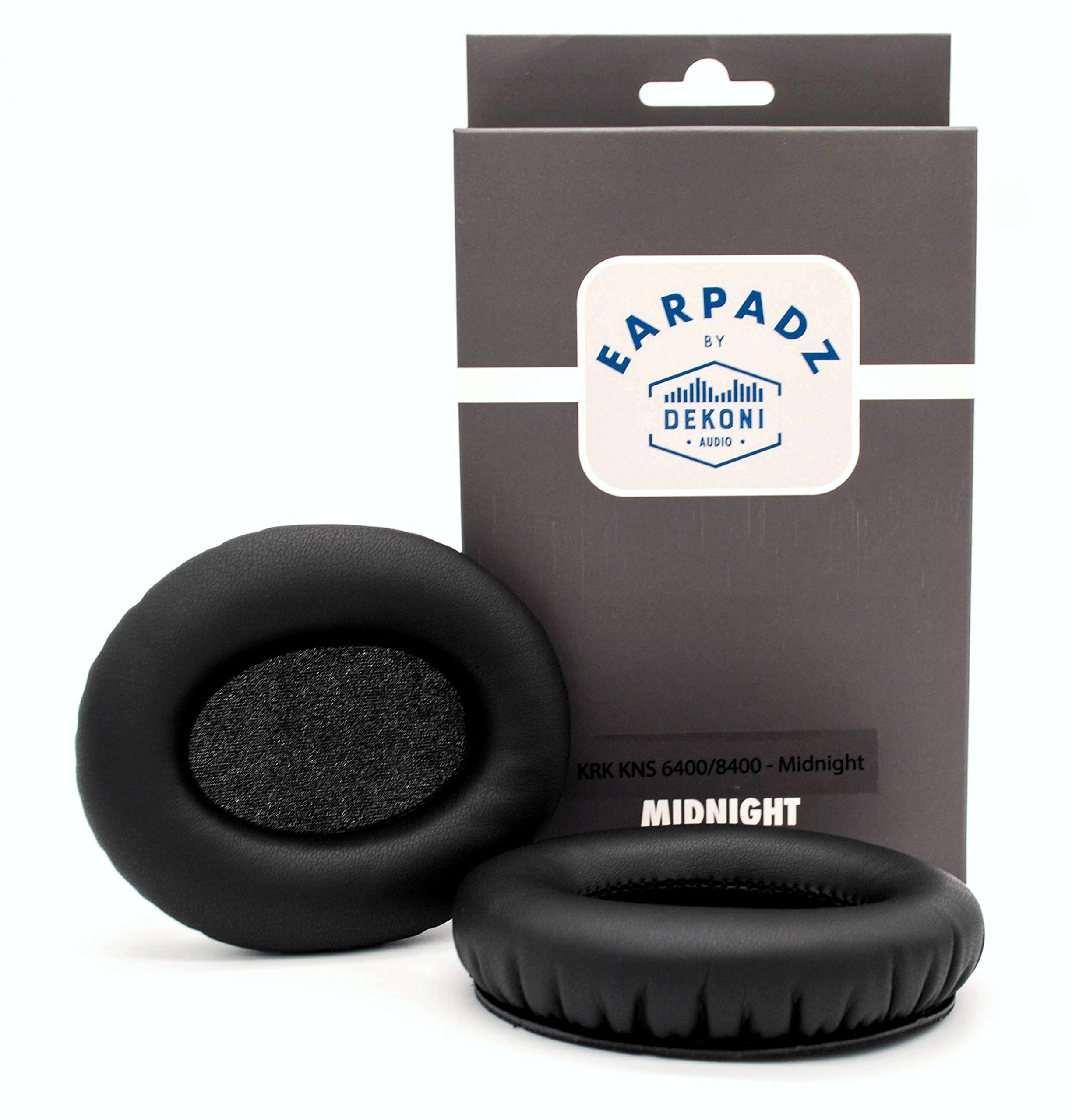 KRK KNS6400 Replacement Ear Pads - Premium Protein Leather Headphone Cushions (Black, 1 Pair) - Noise Isolation & Comfort for Studio Monitoring & Music Production