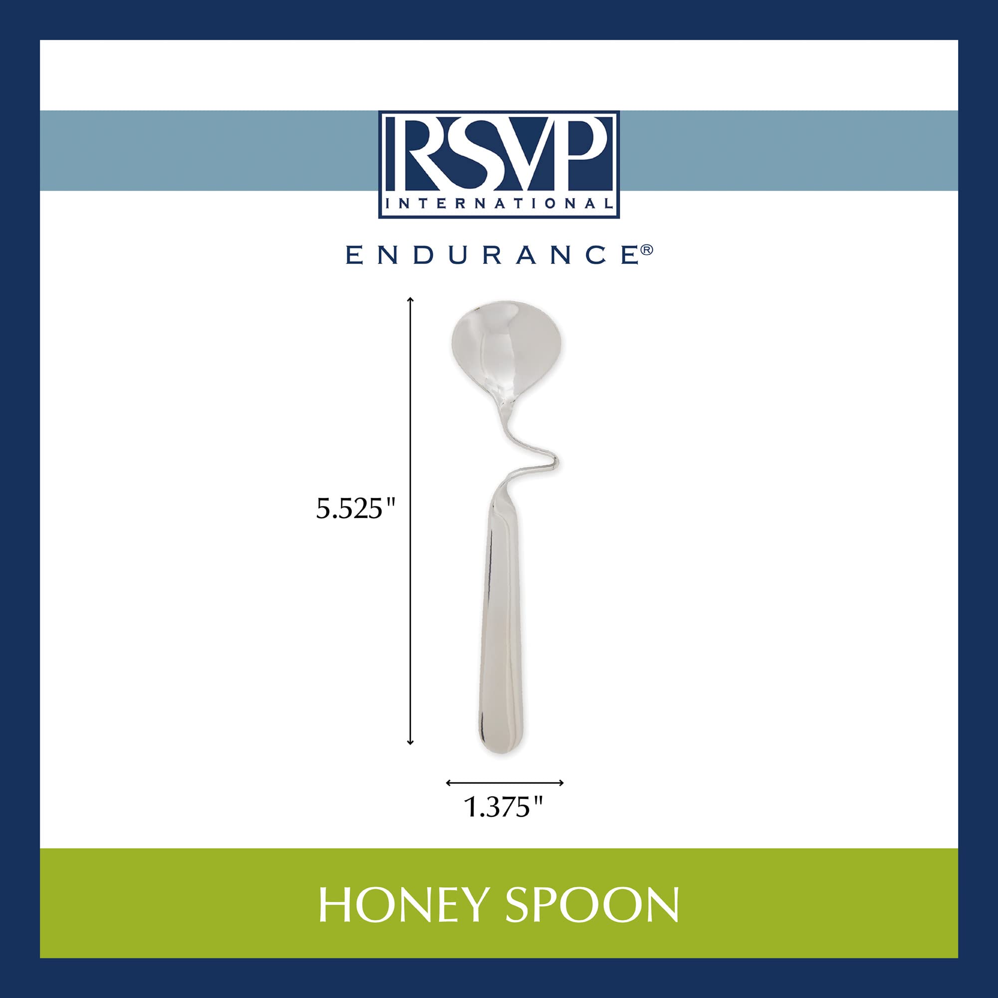 RSVP International Endurance Honey Dipper Spoon Set - Premium 18/8 Stainless Steel, Dishwasher Safe, Perfectly Balanced Design (5.625