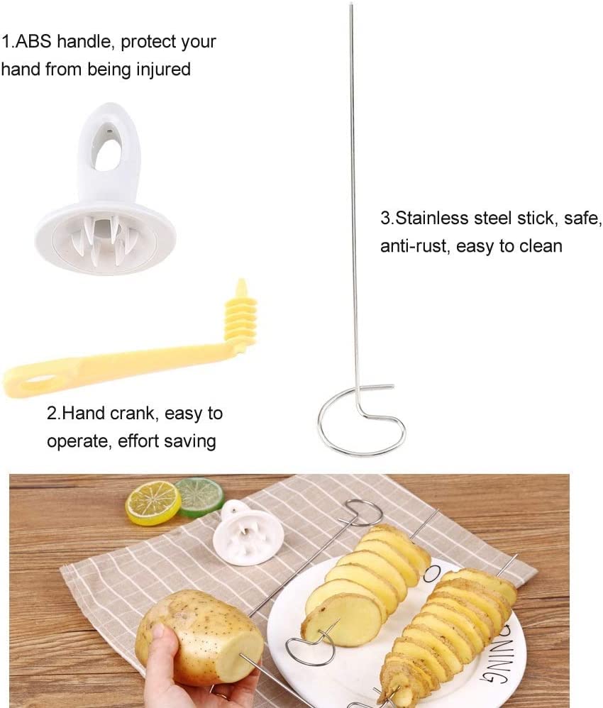 Stainless Steel Potato Twister Machine - 4 Reusable Spiral Cutter Sticks for Tornado Potato Chips Maker | Perfect for Home Cooking, Parties & Snack Making