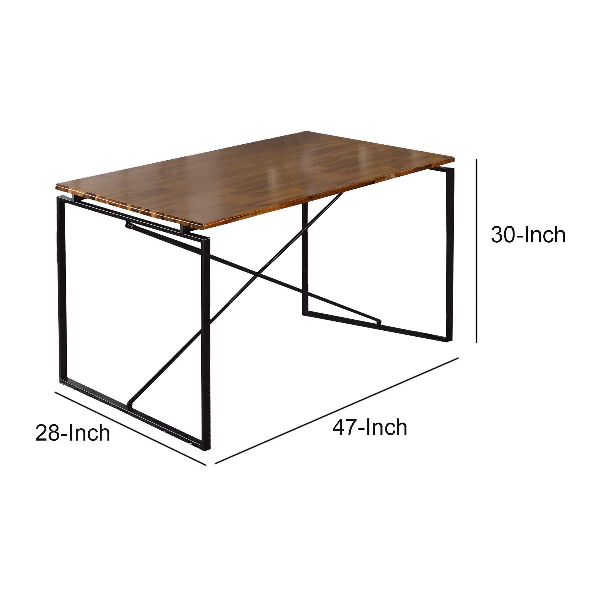 Benjara Rectangular Wooden Dining Table with X-Shaped Metal Base in Black & Brown - Perfect for Modern Farmhouse, Rustic Kitchen, and Dining Room Decor