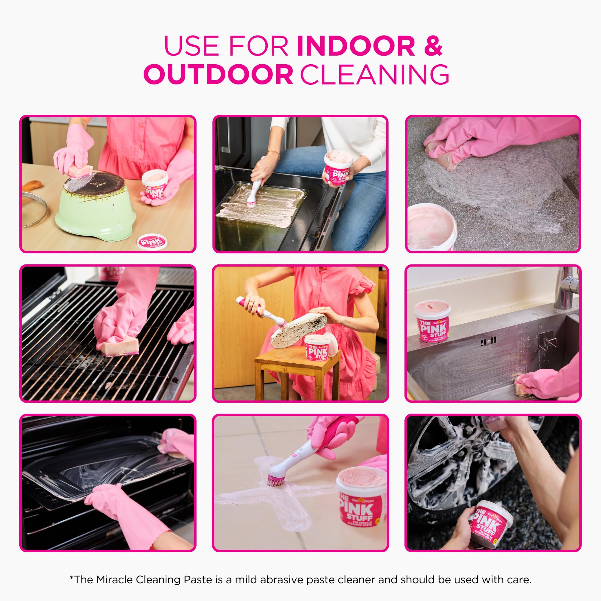 Stardrops The Pink Stuff Miracle Cleaning Paste Kit - 2 Tubs of All-Purpose Cleaner with Electric Scrubber & 4 Brush Heads for Kitchen, Bathroom & Tough Stains Removal