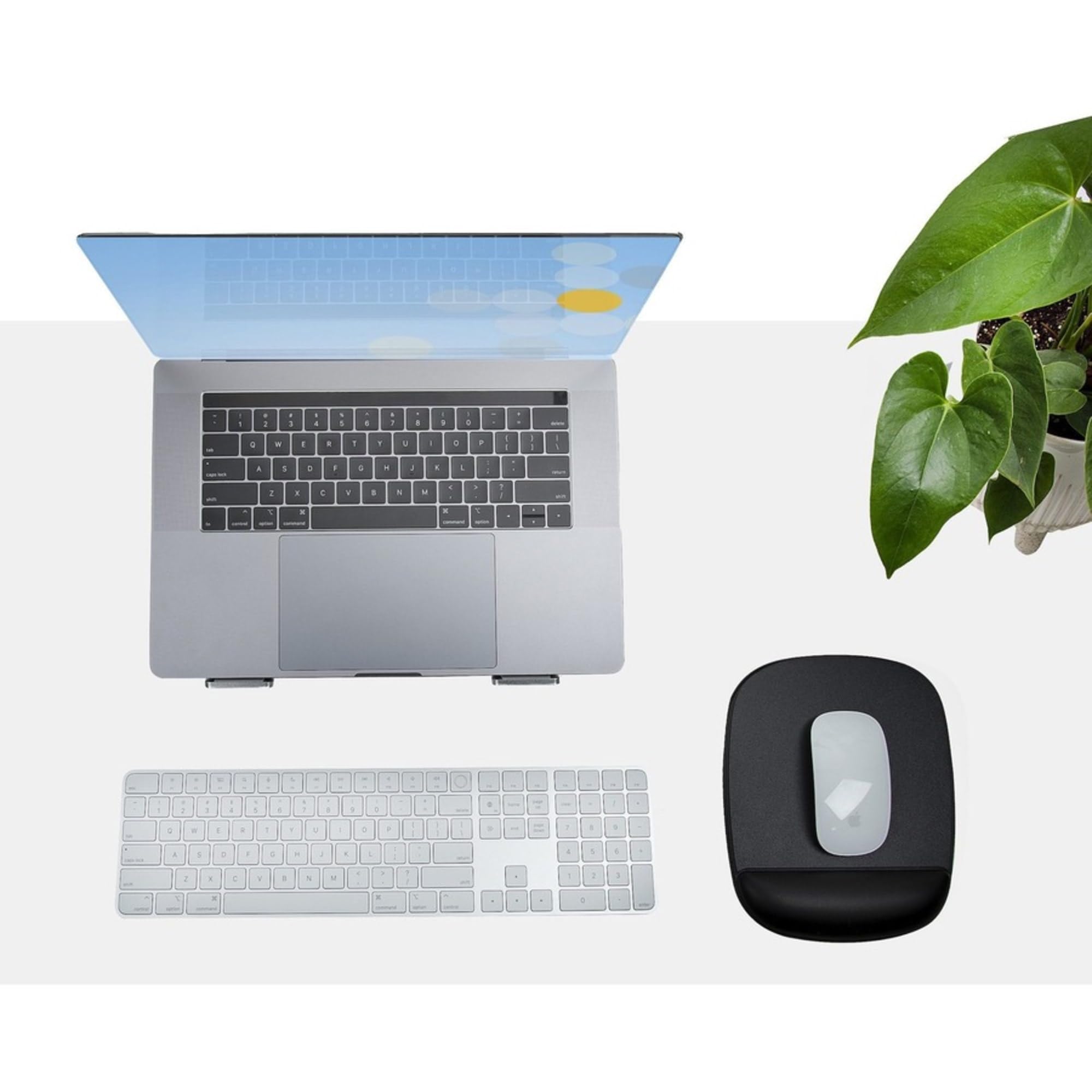 Ergonomic Mouse Pad with Wrist Support & Non-Slip PU Base - 6.7x7.1x0.8in Cushioned Gel Desk Pad for Comfortable Computing - Perfect for Office Work, Gaming, and Long Computer Sessions (B-Ergo-Mouse-PAD)