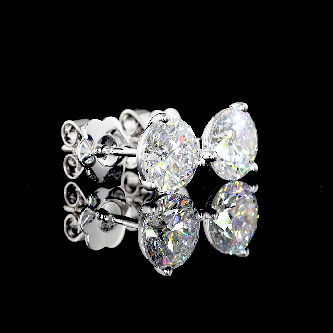2.48 Carat Lab Grown Round D VS1 Diamond 14K White Gold Martini Stud Earrings for Women - Perfect for Weddings, Anniversaries & Special Occasions
