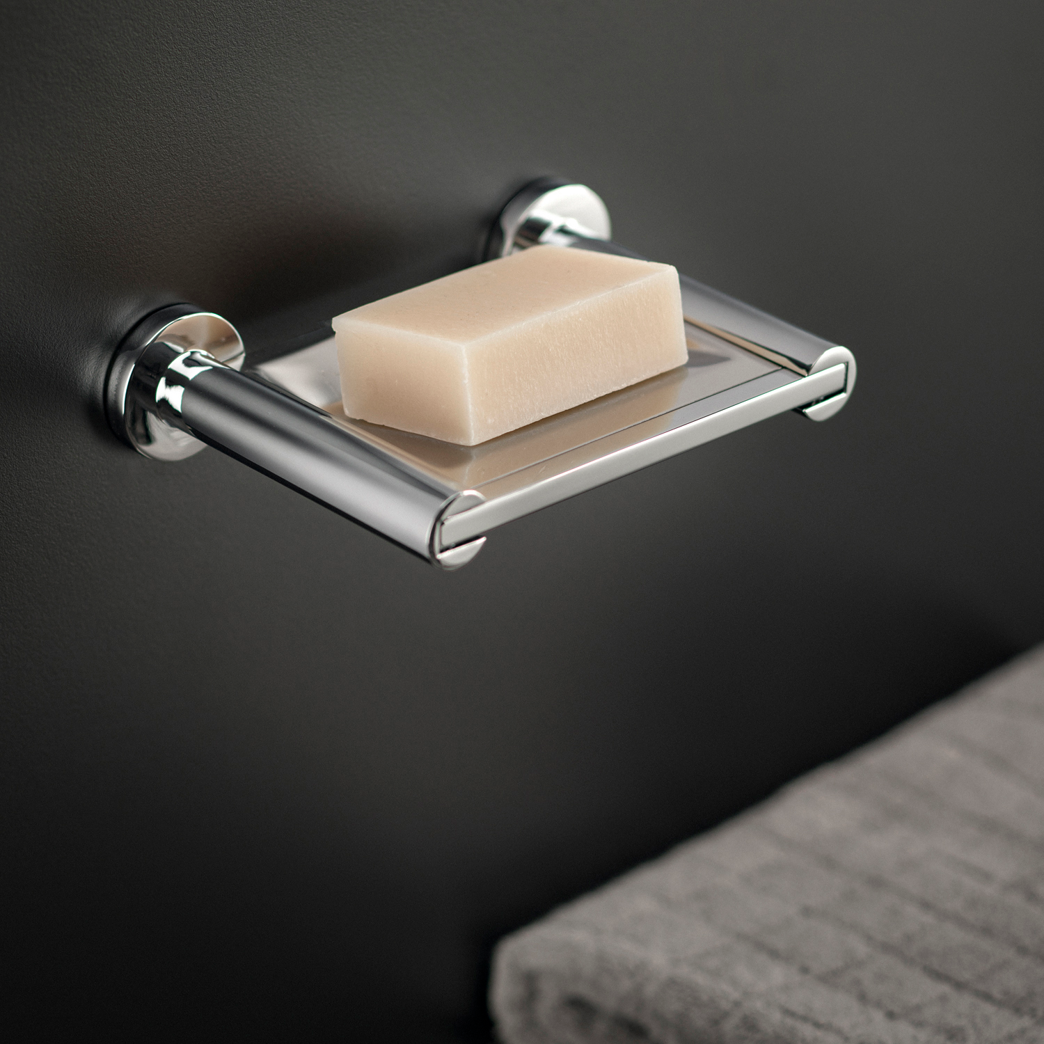 Stainless Steel Wall Mount Soap Dish - Chrome Finish 6.6x1.6x4.3 Inches - Modern Bathroom Organizer for Showers & Sinks - Space Saving Design by COSMIC Architect (Model 2050133)