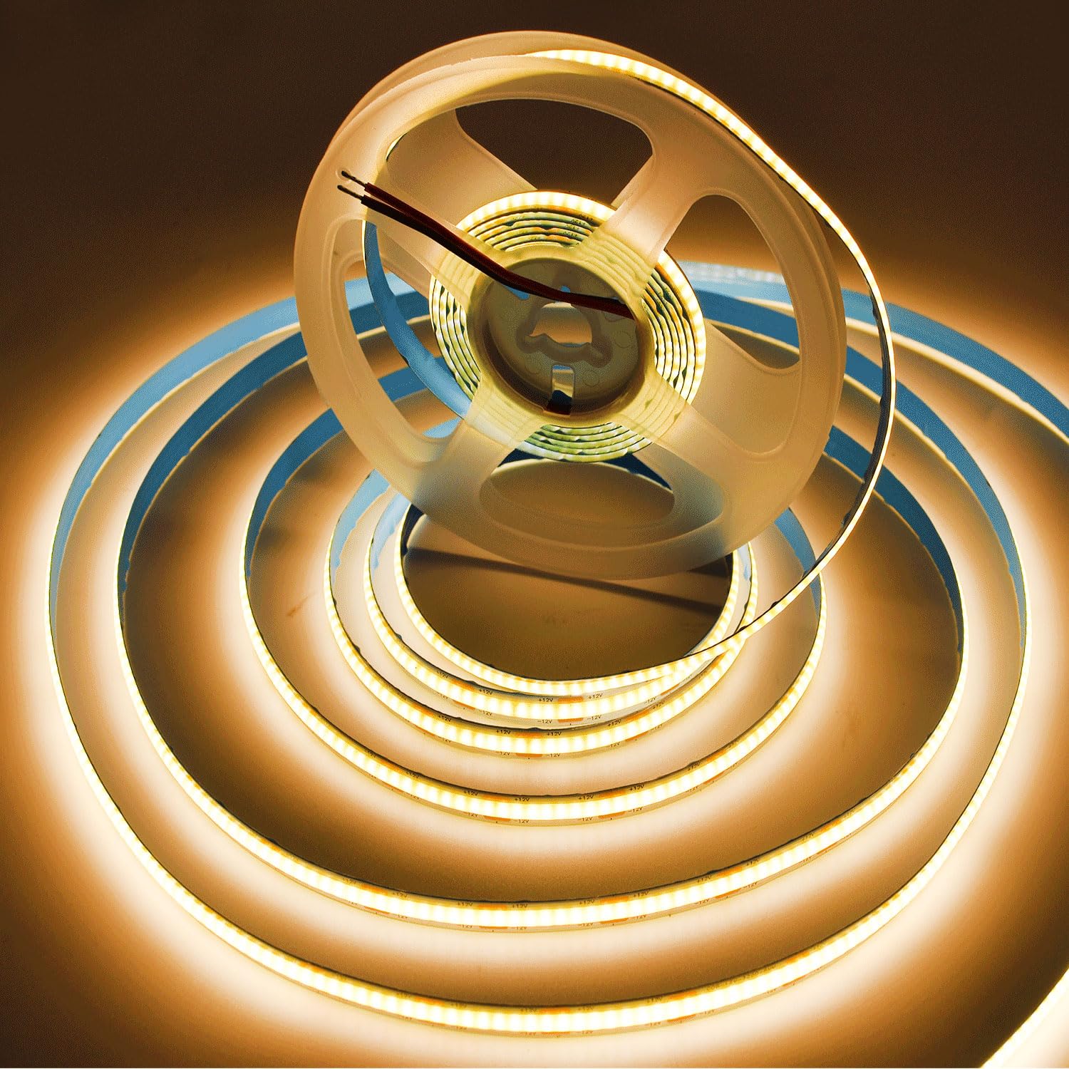 16.4ft/5m COB LED Strip Lights 3500K Warm White - 2640 LEDs, 52800LM Super Bright, Dimmable Non-Waterproof Tape Light - Perfect for Home Decoration, Kitchen Lighting, Bedroom Ambience & DIY Projects
