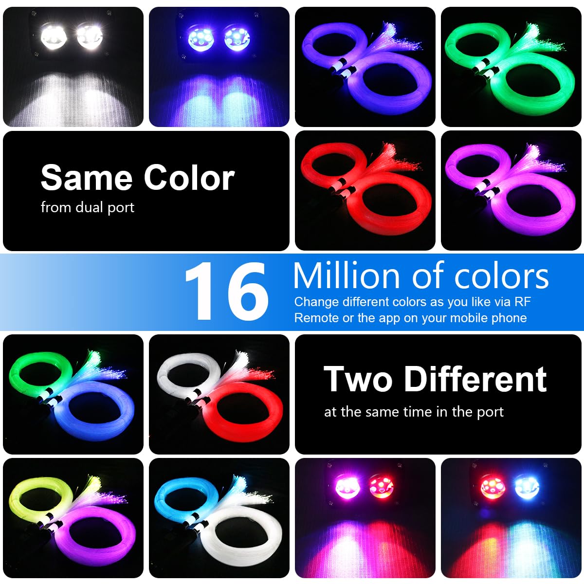 AZIMOM 20W Twinkle Fiber Optic Star Ceiling Kit - 1200pcs 0.03in End Glow Strands, 13.1ft Length, RGBW Sound-Activated Lights with Remote & App Control for Home & Car Decor | Bedroom, Theater, Party Lighting