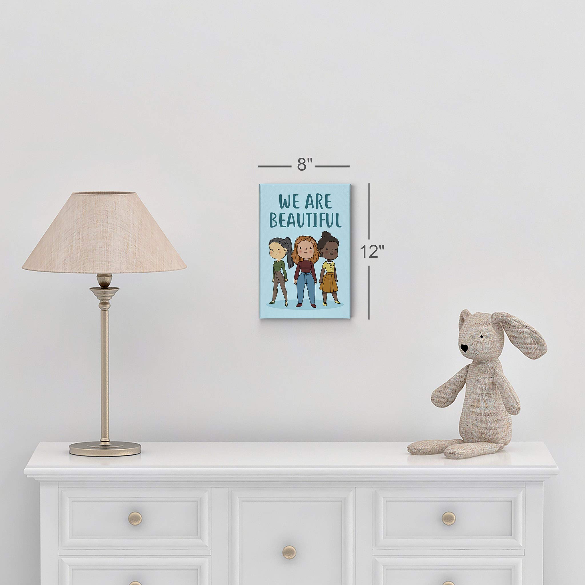 Beautiful Quote Canvas Print - Women Diversity Kids African American Asian Wall Art - Nursery Decor, Baby Room Decor, Kids Room Decor - Ready to Hang 36x24 - Made in USA | Perfect for Home Decor, Office Wall Art & Gift Ideas