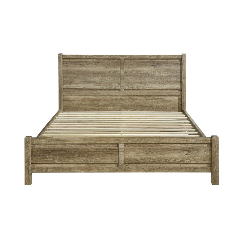 5-Piece Natural Wood-Like MDF Bedroom Set - Double Size Oak Finish Bed, Nightstand, Dresser & Tallboy for Cozy Home Decor | Perfect for Master Bedroom, Guest Room & Small Spaces