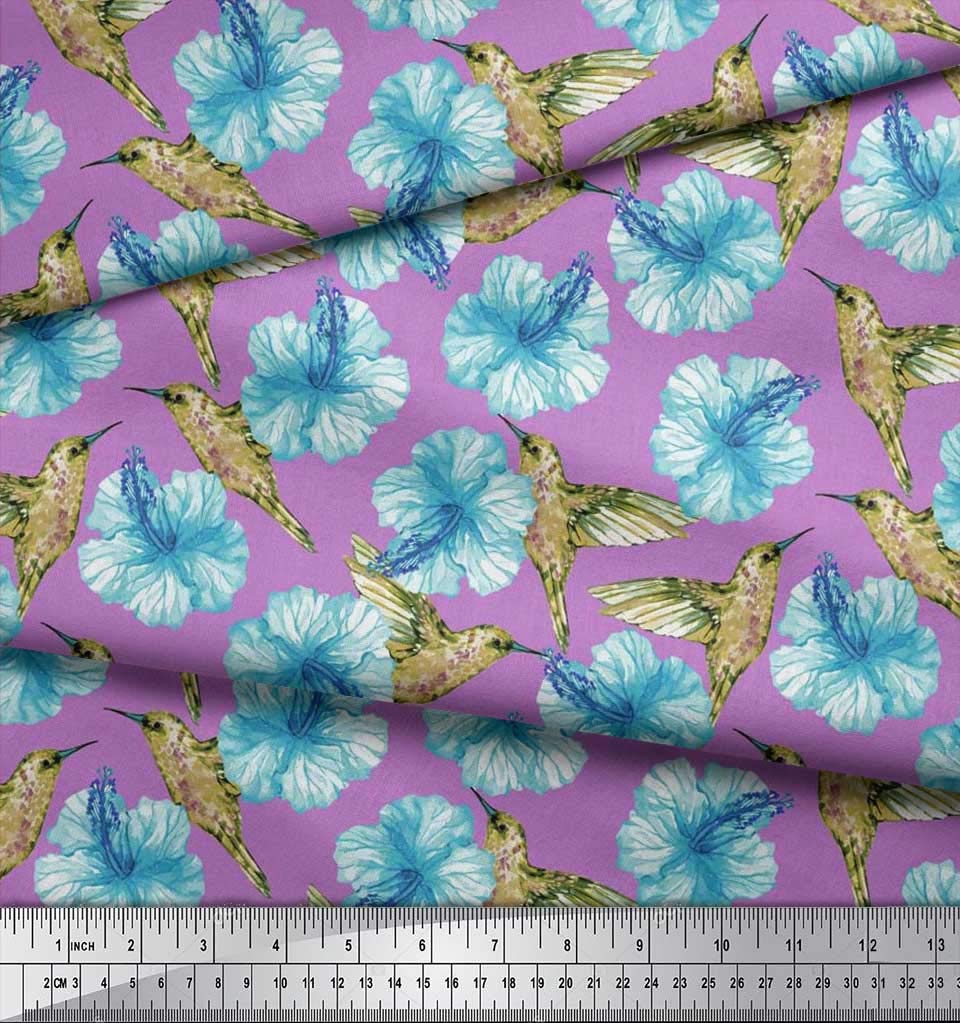 Soimoi Moss Georgette Brown Fabric by The Yard - 42 Inch Wide Hummingbird & Floral Print Fabric for Dresses, Curtains & DIY Crafts - Lightweight Flowy Material for Sewing Projects & Home Decor