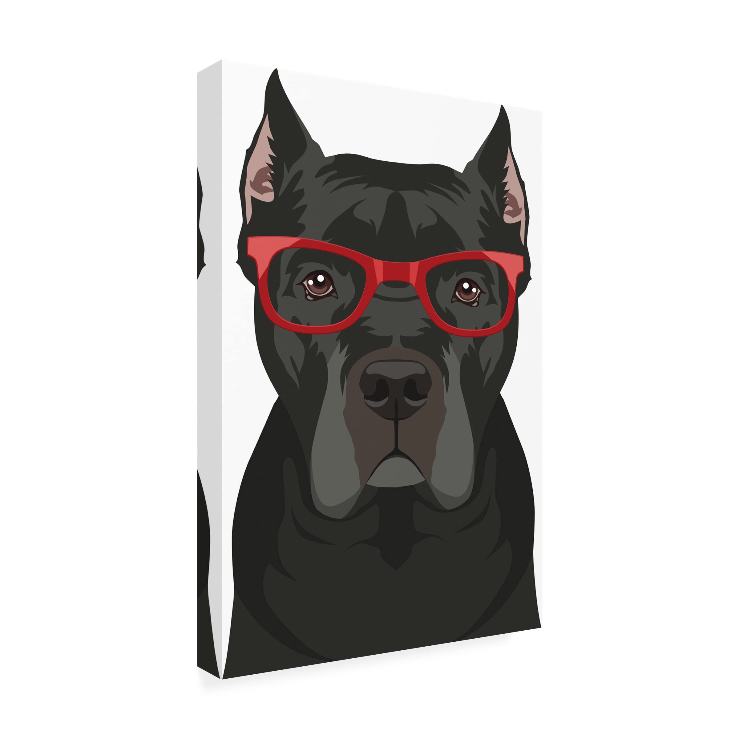 Trademark Fine Art 'Cane Corso Wearing Hipster Glasses' Canvas Wall Art Print - Modern Dog Portrait for Living Room, Bedroom & Office Decor