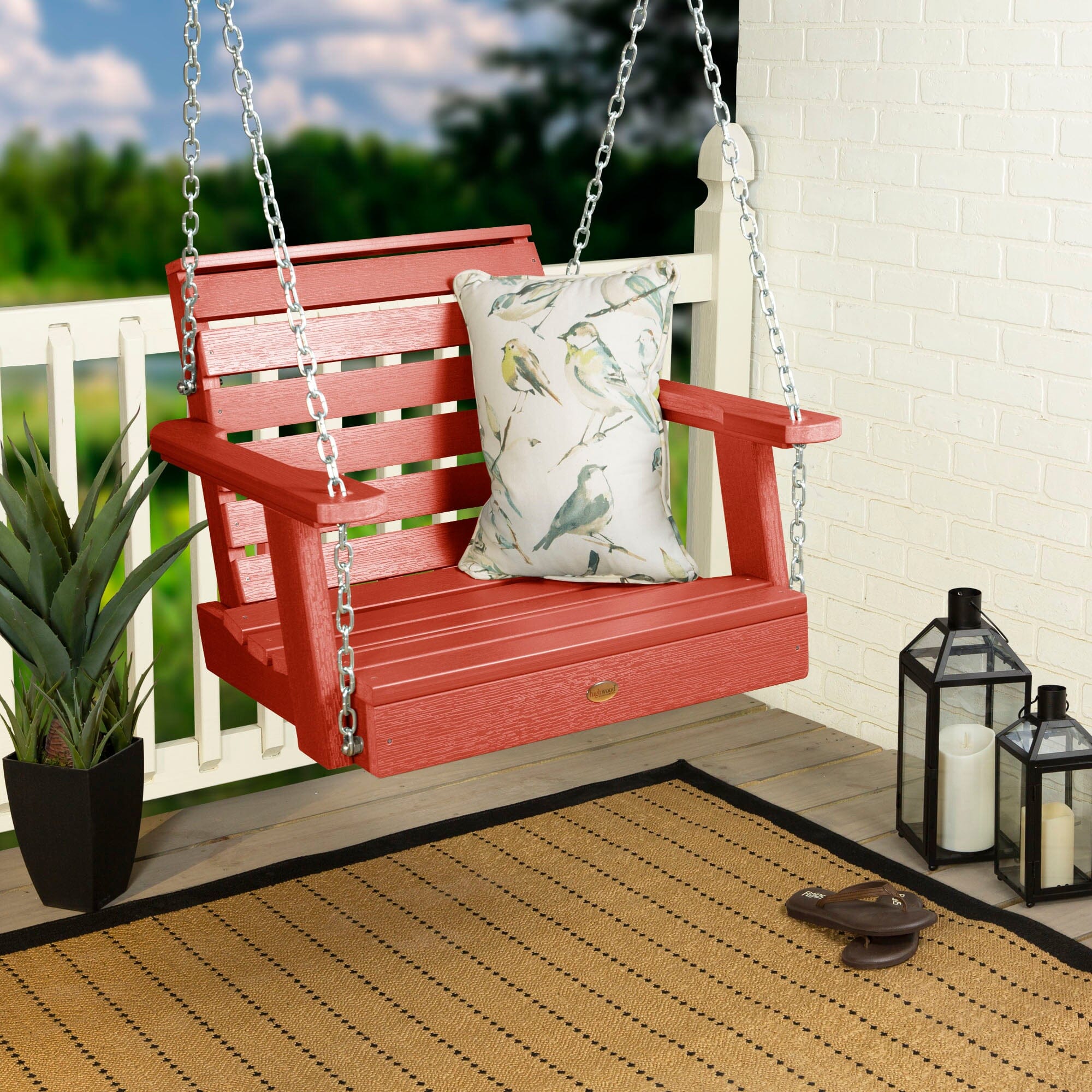 Refurbished Weatherly Single Seat Swing - Outdoor Patio Garden Swing Chair for Relaxing in Backyard, Porch or Deck