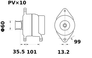 MAHLE Letrika (Iskra) Alternator 48VDC 100Amp - High Performance Replacement for MG1 Models - Perfect for Electric Vehicles, Marine & Industrial Applications