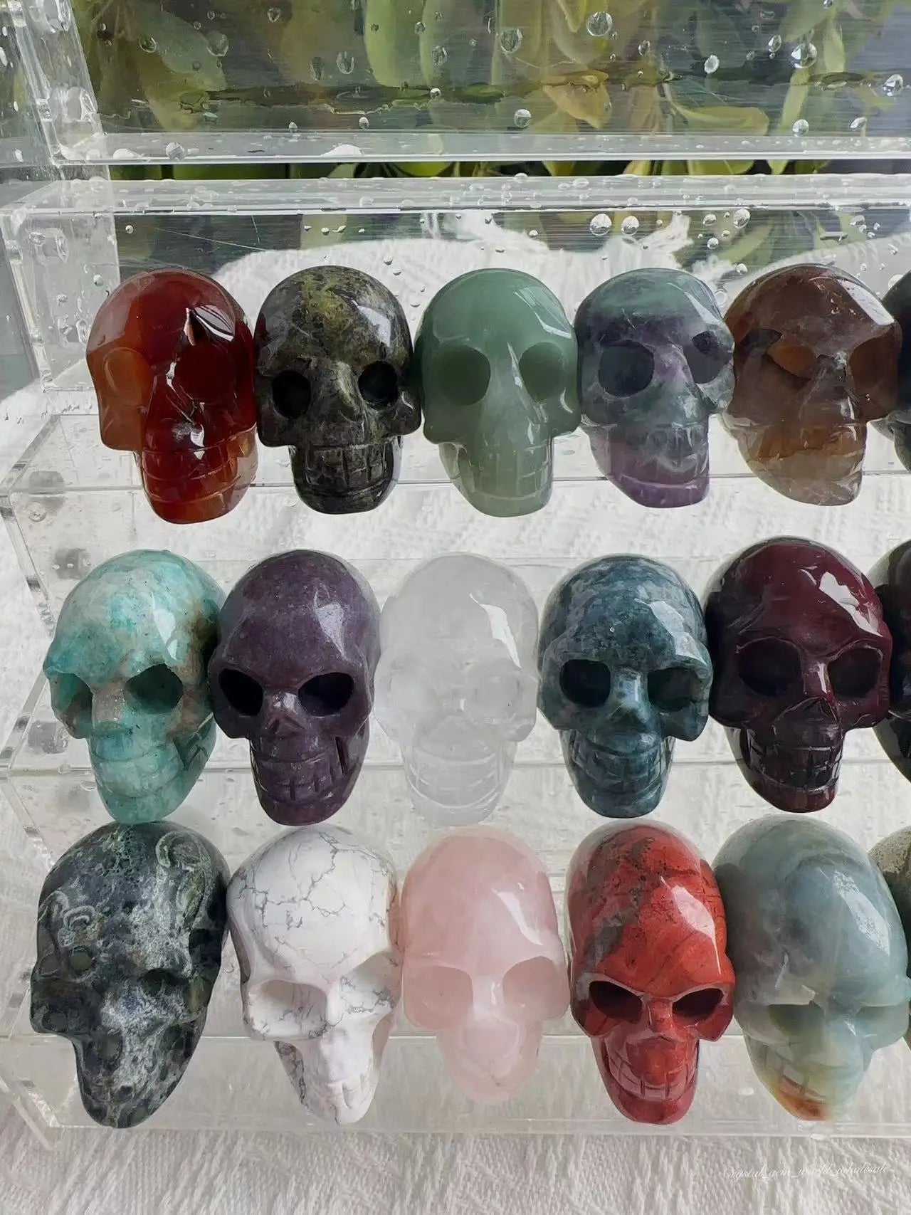 1PC Natural Fluorite Rose Quartz Lepidolite Obsidian Hand Carved Crystal Skull - 2 Inch Spiritual Healing Stone for Reiki, Meditation & Halloween Decor - Perfect Gift for Energy Workers & Crystal Collectors