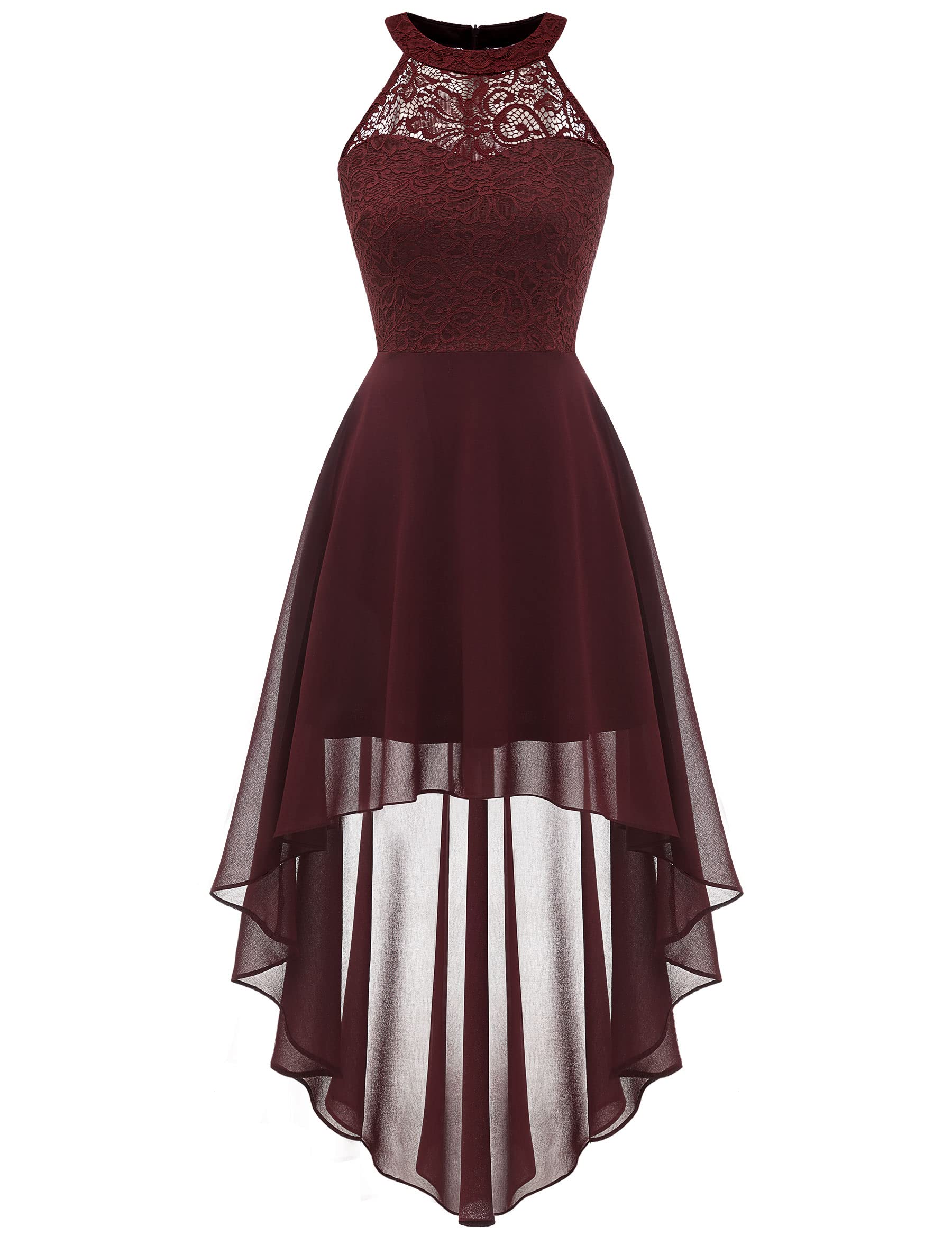 Elegant Women's Sleeveless Halter Floral Lace Formal Dress for Cocktail Party, Wedding & Bridesmaid | Perfect for Evening Events, Prom & Special Occasions