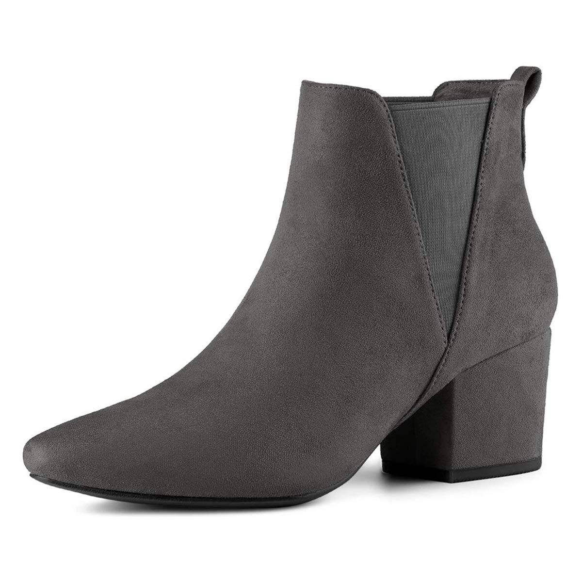 Vintage Women's Chelsea Ankle Boots - Pointed Toe Slip On Booties with Chunky Block Heel for Fall Winter | Comfortable Elastic Casual & Office Shoes for Women & Girls | Perfect for Work, Dating & Daily Wear