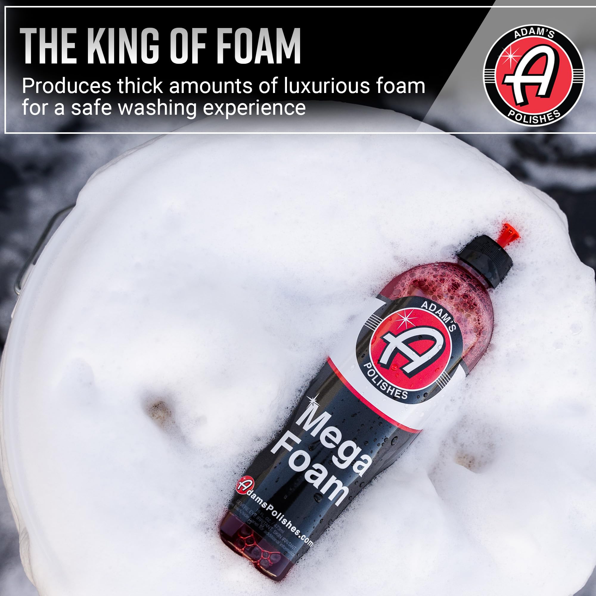 Adam’s Mega Foam (1 Gallon) - pH Neutral Car Wash Soap Concentrate for Bucket, Foam Cannon & Foam Gun | Safe for Wax, Sealant & Ceramic Coating | Perfect for Detailing, Hand Wash & Touchless Cleaning