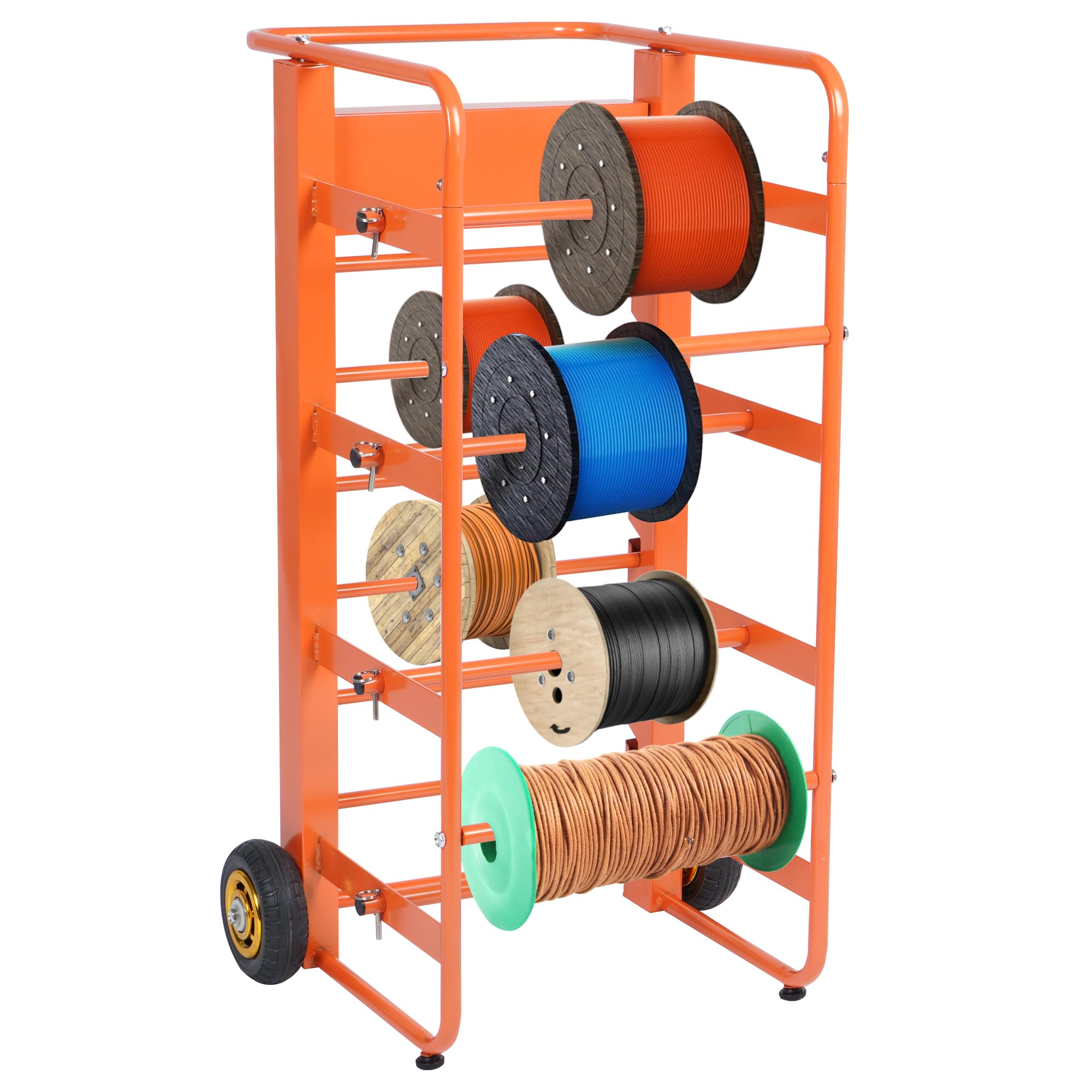 Heavy Duty Wire Spool Rack with 11 Rods & Wheels - Multi-Spool Cable Caddy Cart for Efficient Workplace Organization - Perfect for Electricians, Construction Sites & DIY Projects