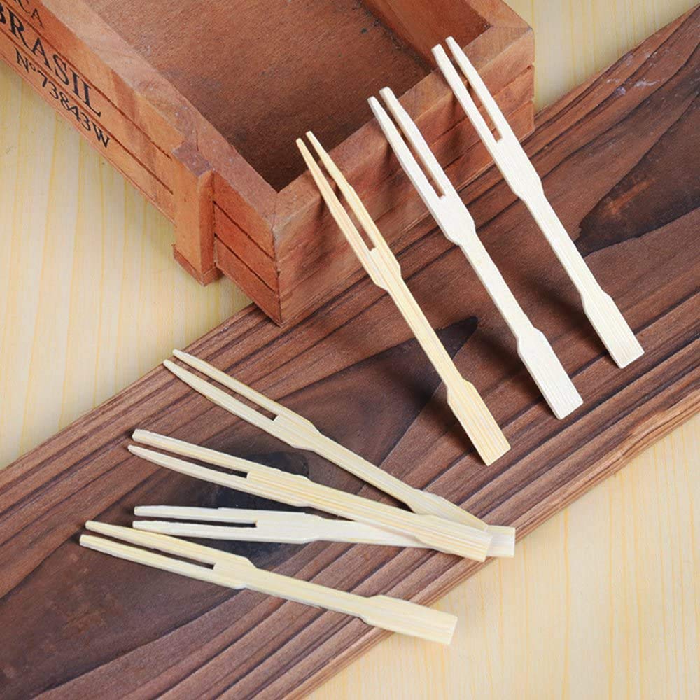750Pcs Bamboo Forks - Eco-Friendly Wooden Appetizer Forks for Cocktail Parties, Fruit Platters, Desserts & Pastries (3.4 Inch) | Perfect for Catering, Weddings & Picnics