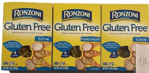 Ronzoni Gluten Free Pasta Variety Pack - Rotini, Penne Rigate & Elbow Noodles (3 x 12oz Boxes) | Includes Free Recipe Card | Perfect for Celiac Diet, Family Dinners & Healthy Meal Prep